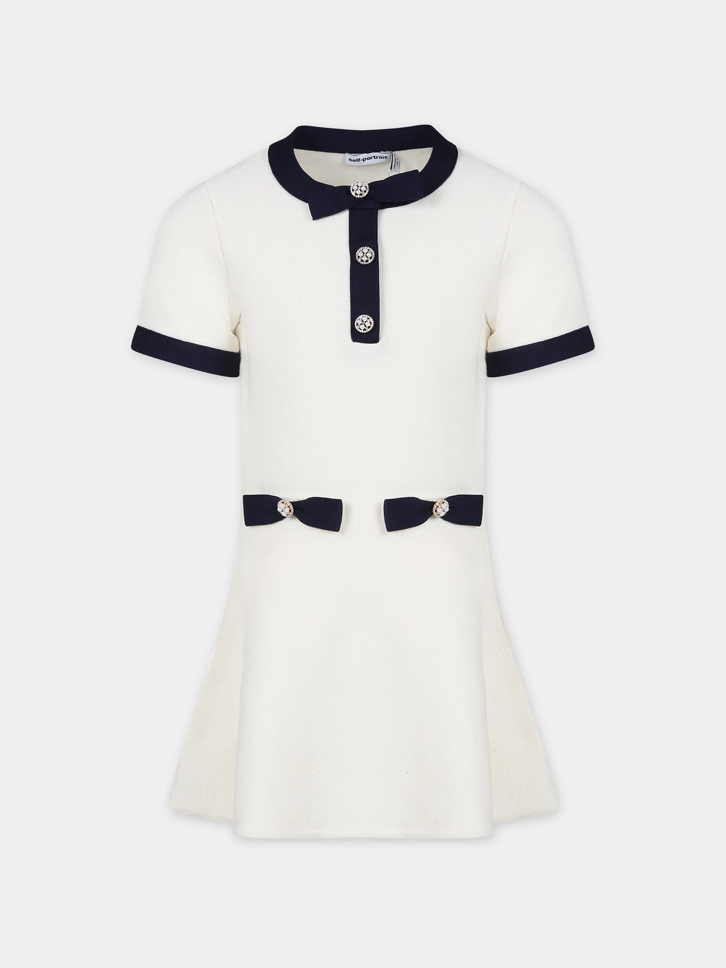 Vestito elegante avorio in maglia per bambina,Self-portrait,RS24 737S C