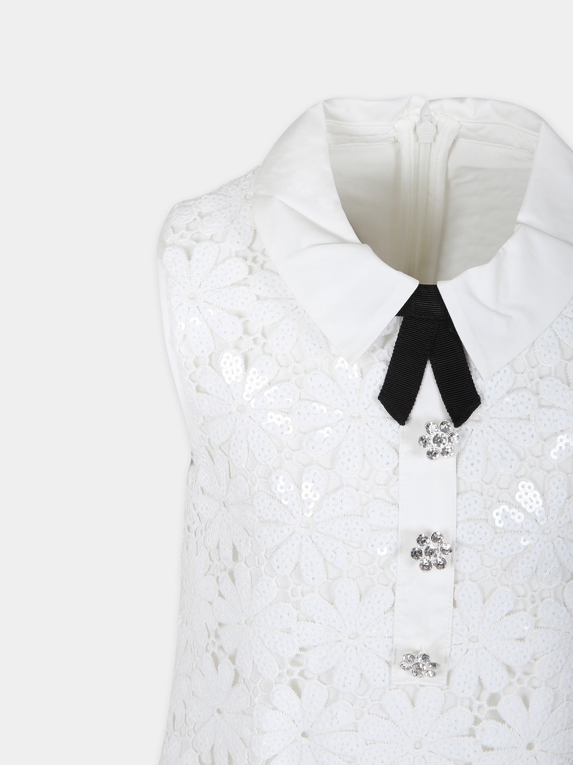 Vestito bianco per bambina in pizzo macramé,Self-portrait,RS24 728S W