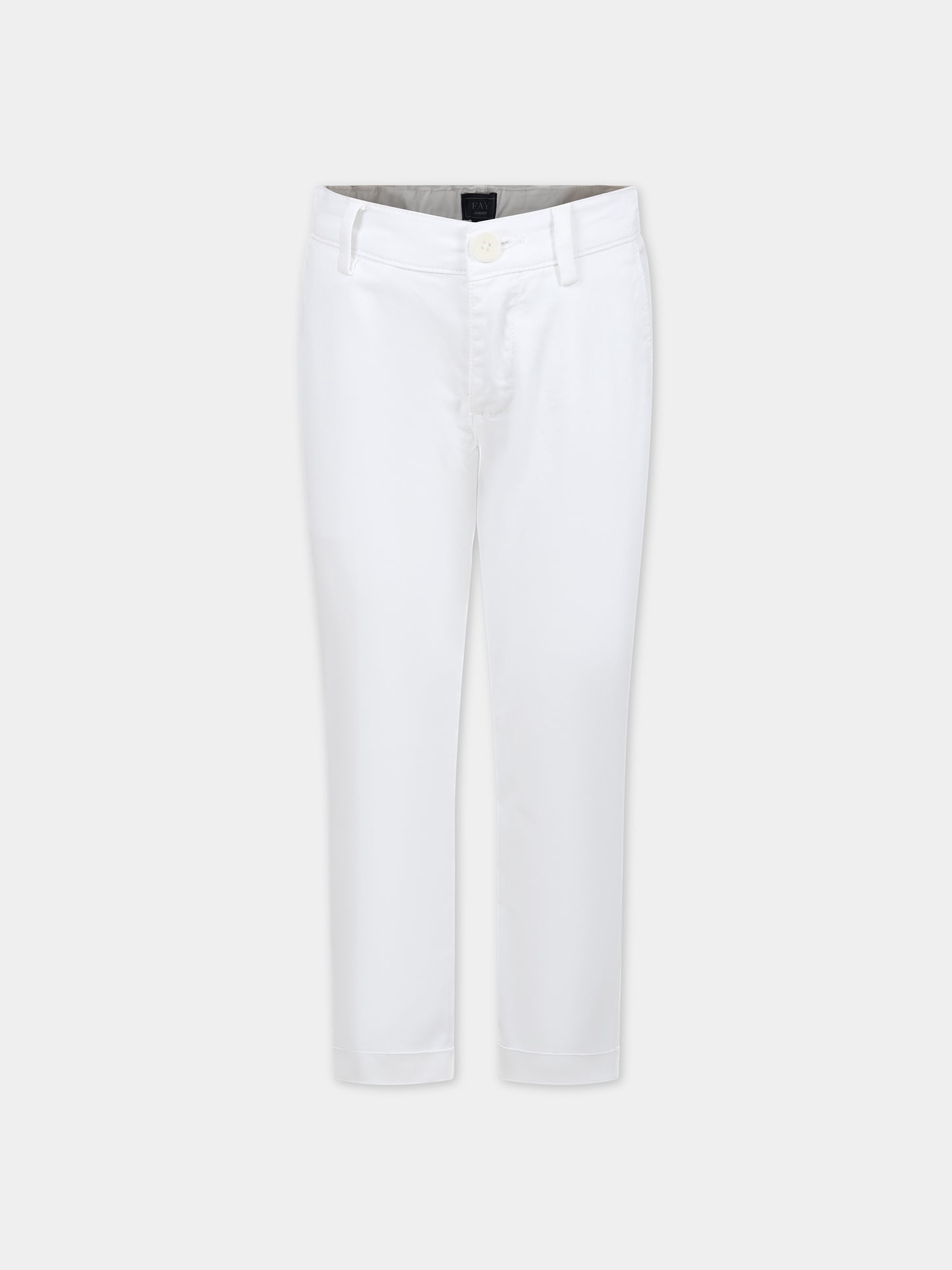 Pantaloni bianchi per bambino con logo,Fay Kids,FS6Q91 Z0224 100