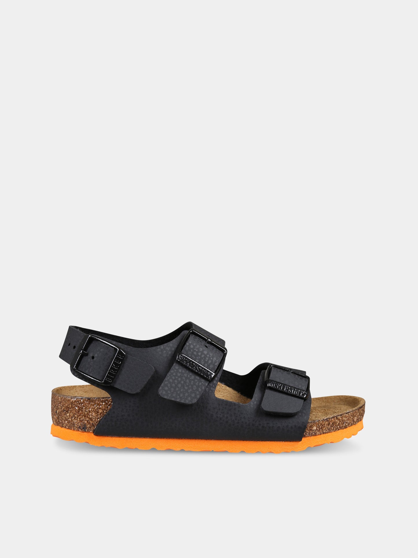 Sandali Milano neri per bambini con logo,Birkenstock,1026878 DESERT SOIL BLACK