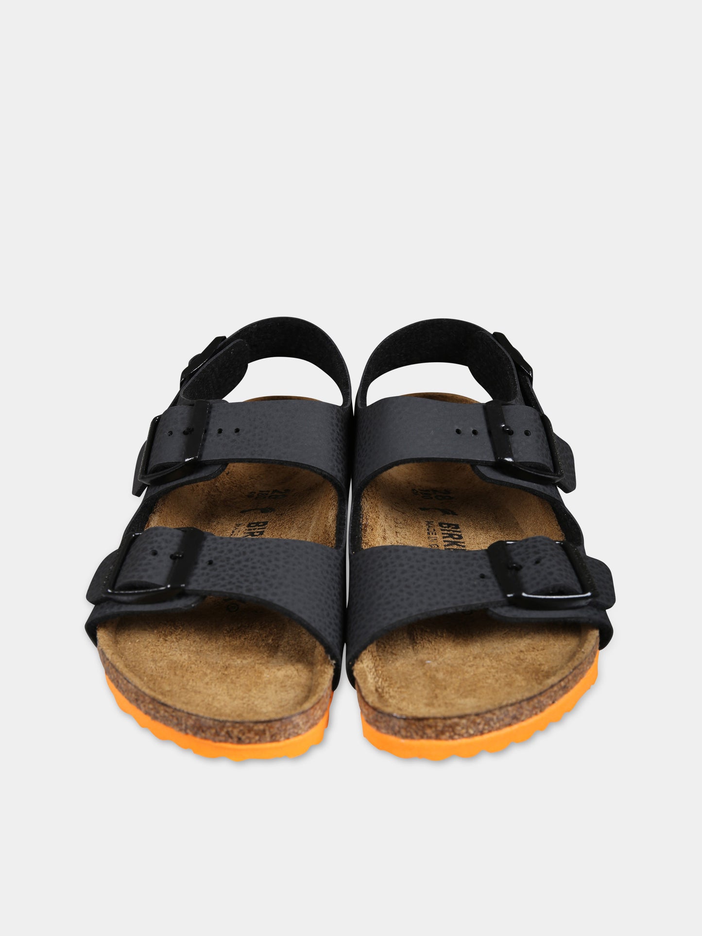Sandali Milano neri per bambini con logo,Birkenstock,1026878 DESERT SOIL BLACK