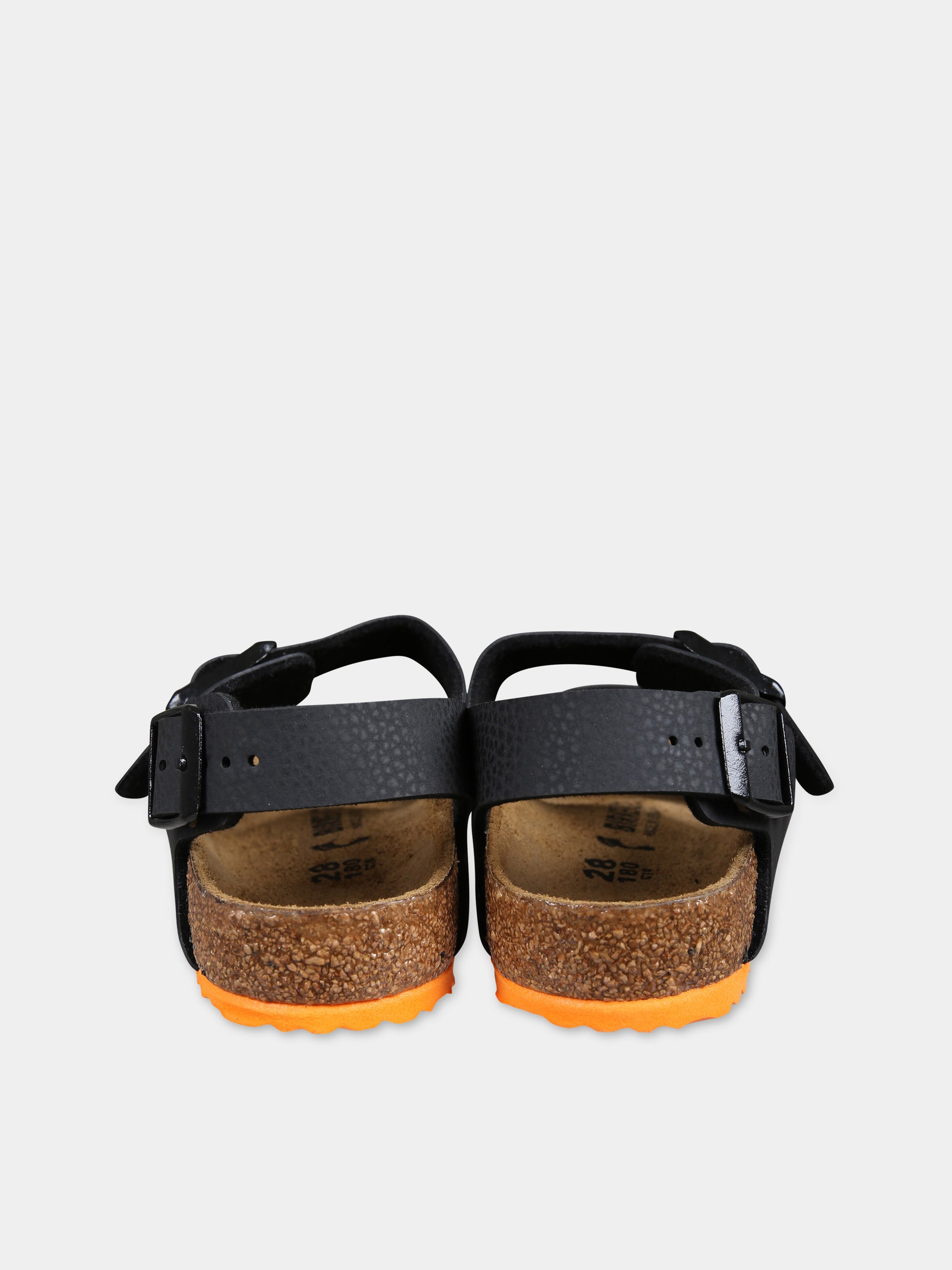 Sandali Milano neri per bambini con logo,Birkenstock,1026878 DESERT SOIL BLACK