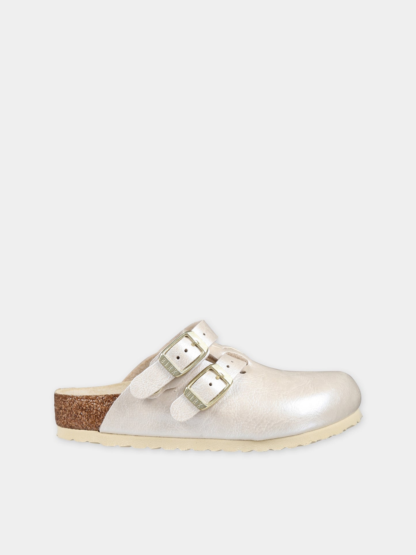 Sabot Kay avorio per bambina con logo,Birkenstock,1026858 GRACEFUL PEARL WHITE