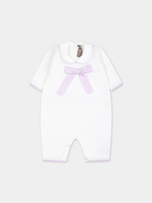 Tutina bianca per neonata con fiocco,Little Bear,8009 BIANCO/GLICINE