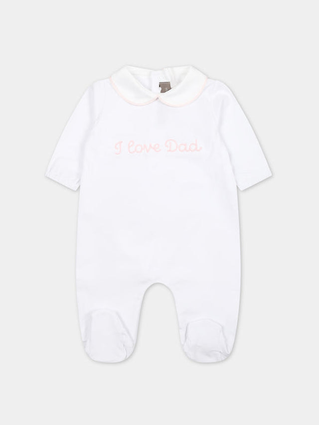 Tutina bianca per neonata con scritta,Little Bear,8045 BIANCO/ROSA