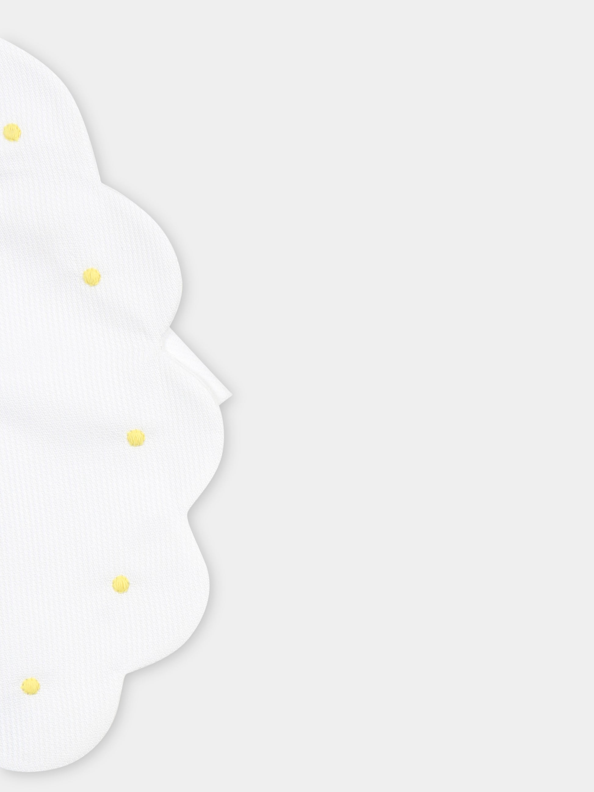 Bavaglino bianco per neonati con pois,Little Bear,2042 BIANCO/GIALLO