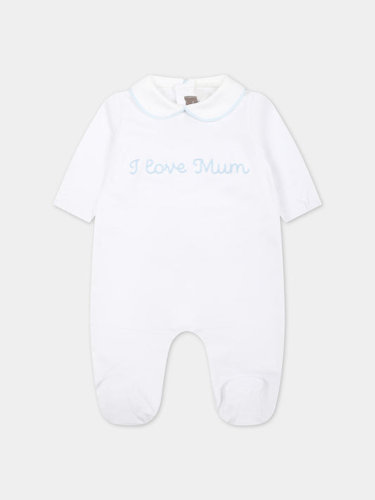 Tutina bianca per neonato con scritta,Little Bear,8044 BIANCO/CIELO