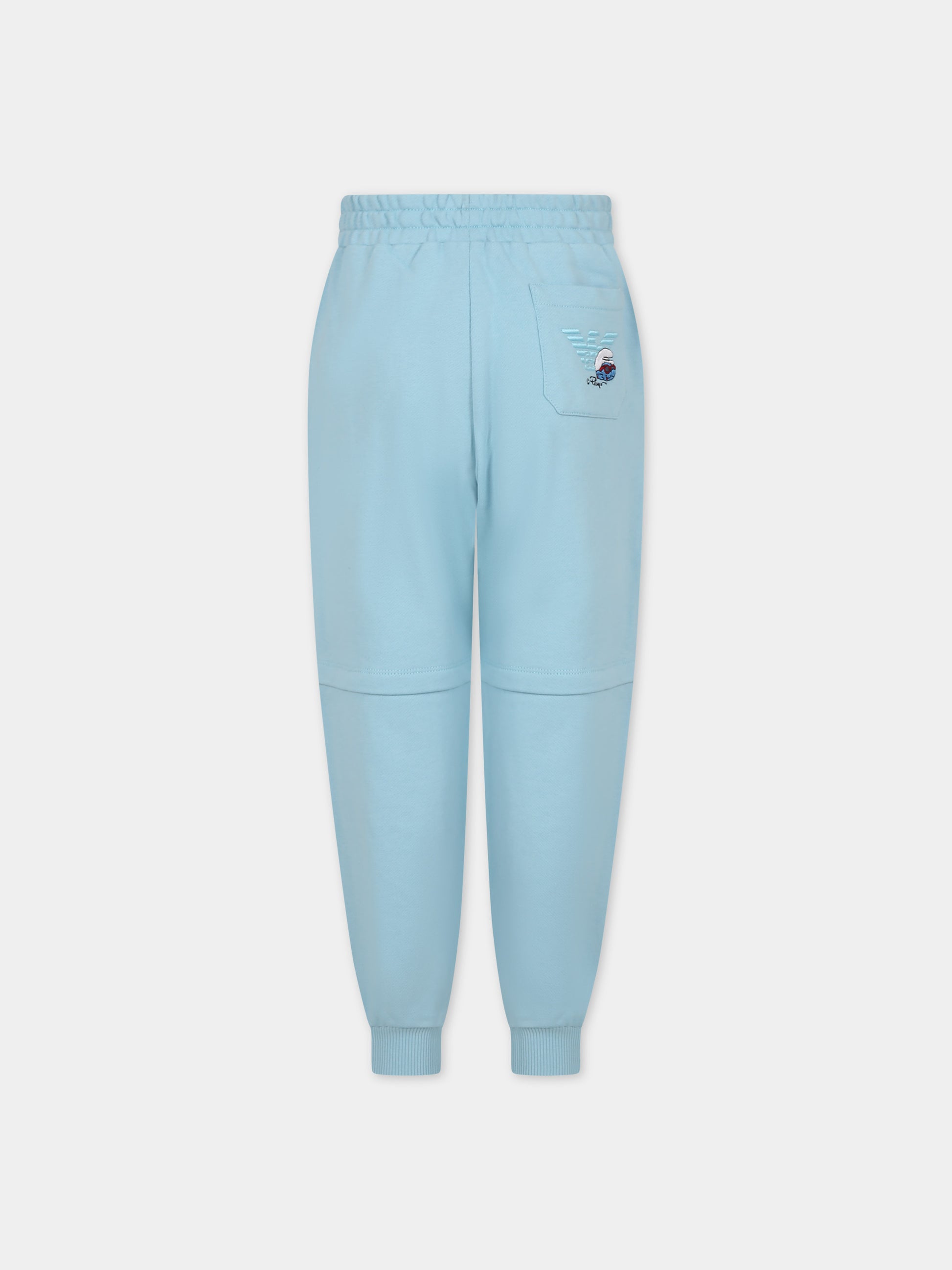 Pantaloni celesti per bambino con I Puffi,Armani Junior,3D4PJN 3J5GZ 0728