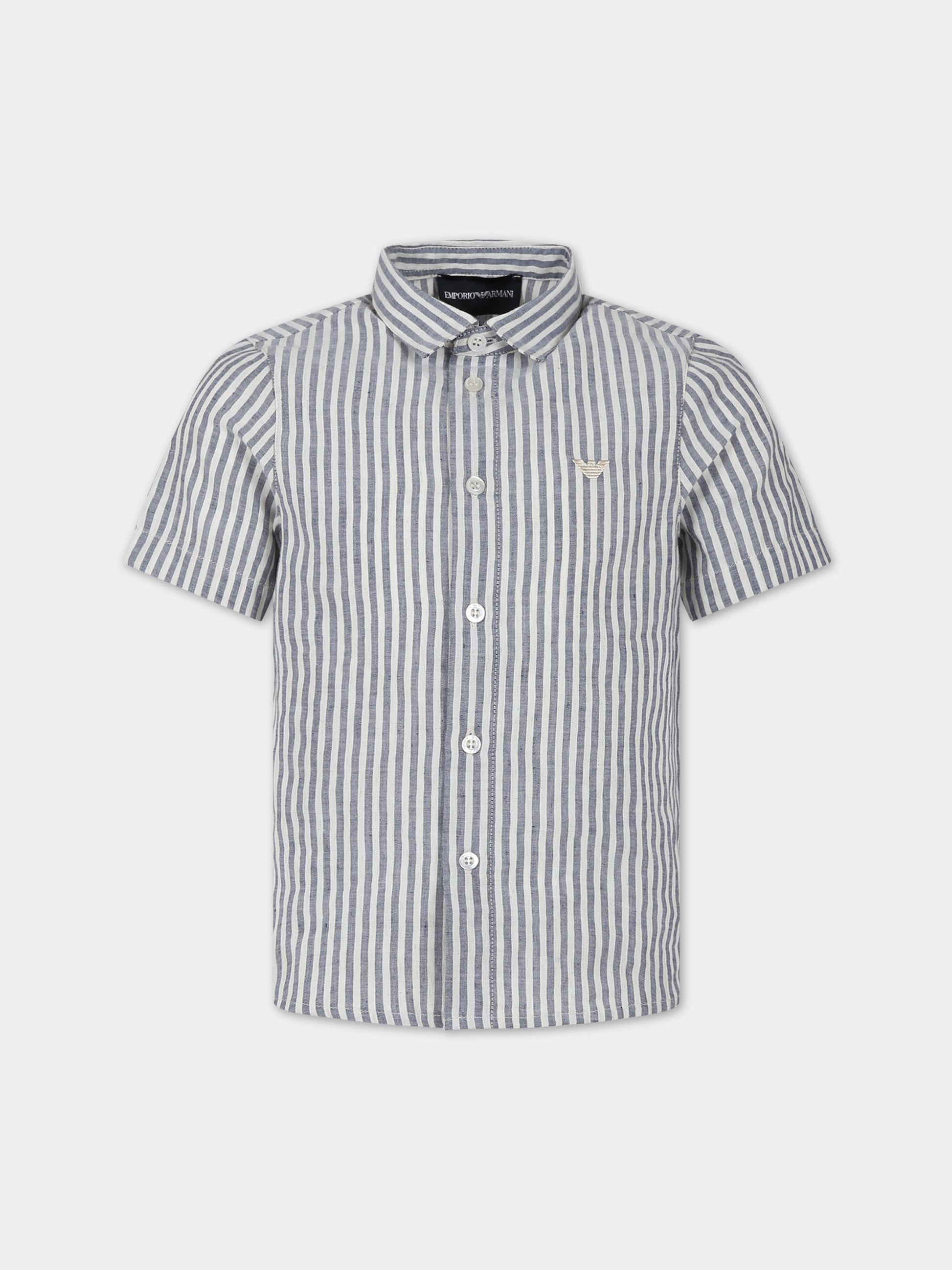 Camicia grigia per bambino con aquilotto,Emporio Armani,3D4CJF 4N8KZ F147