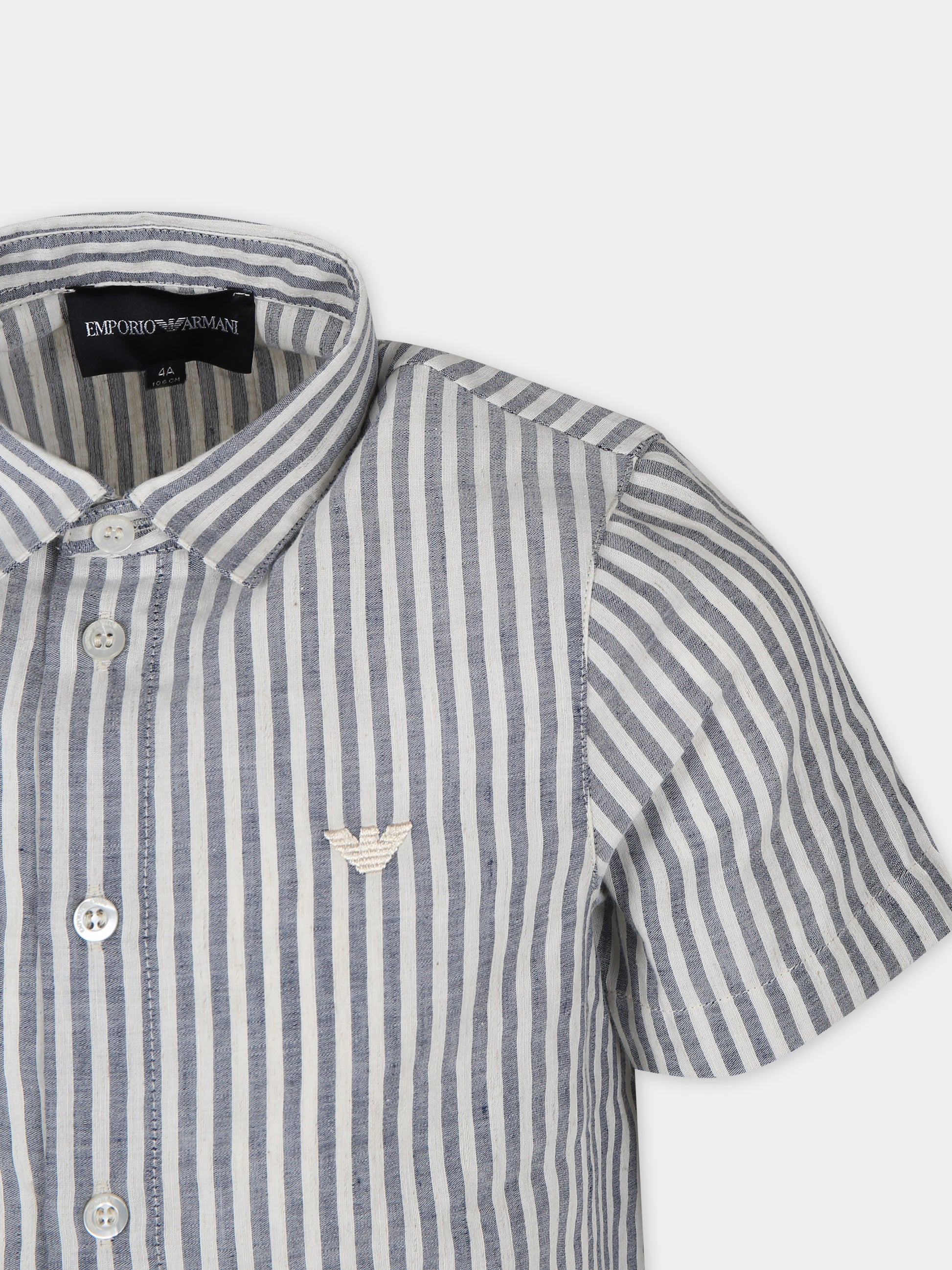 Camicia grigia per bambino con aquilotto,Emporio Armani,3D4CJF 4N8KZ F147