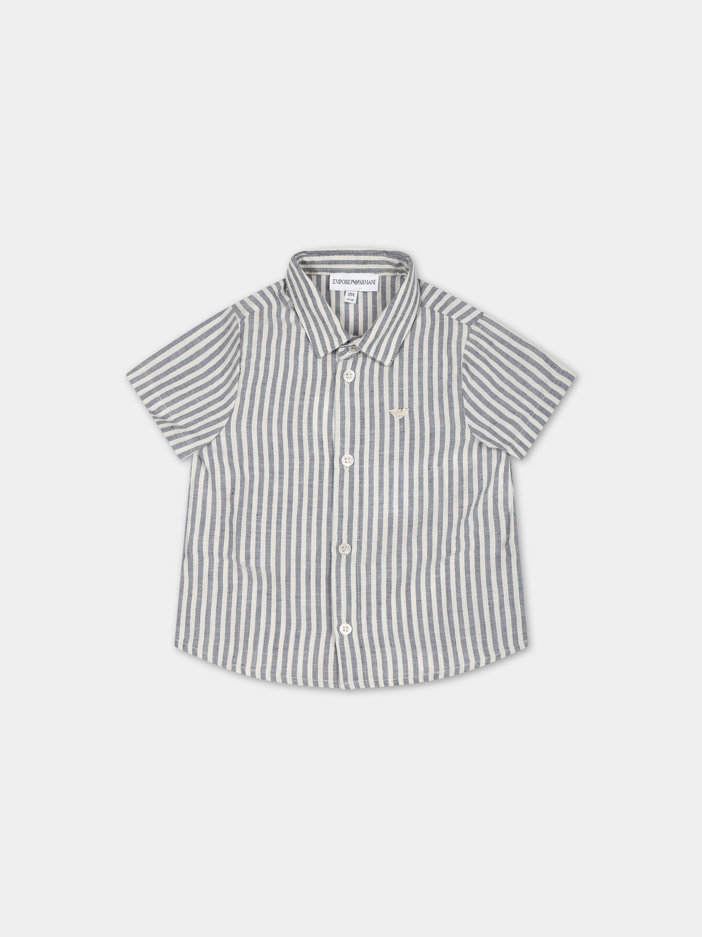 Camicia grigia per neonato con aquilotto,Emporio Armani,3DHCJF 4N8KZ F147