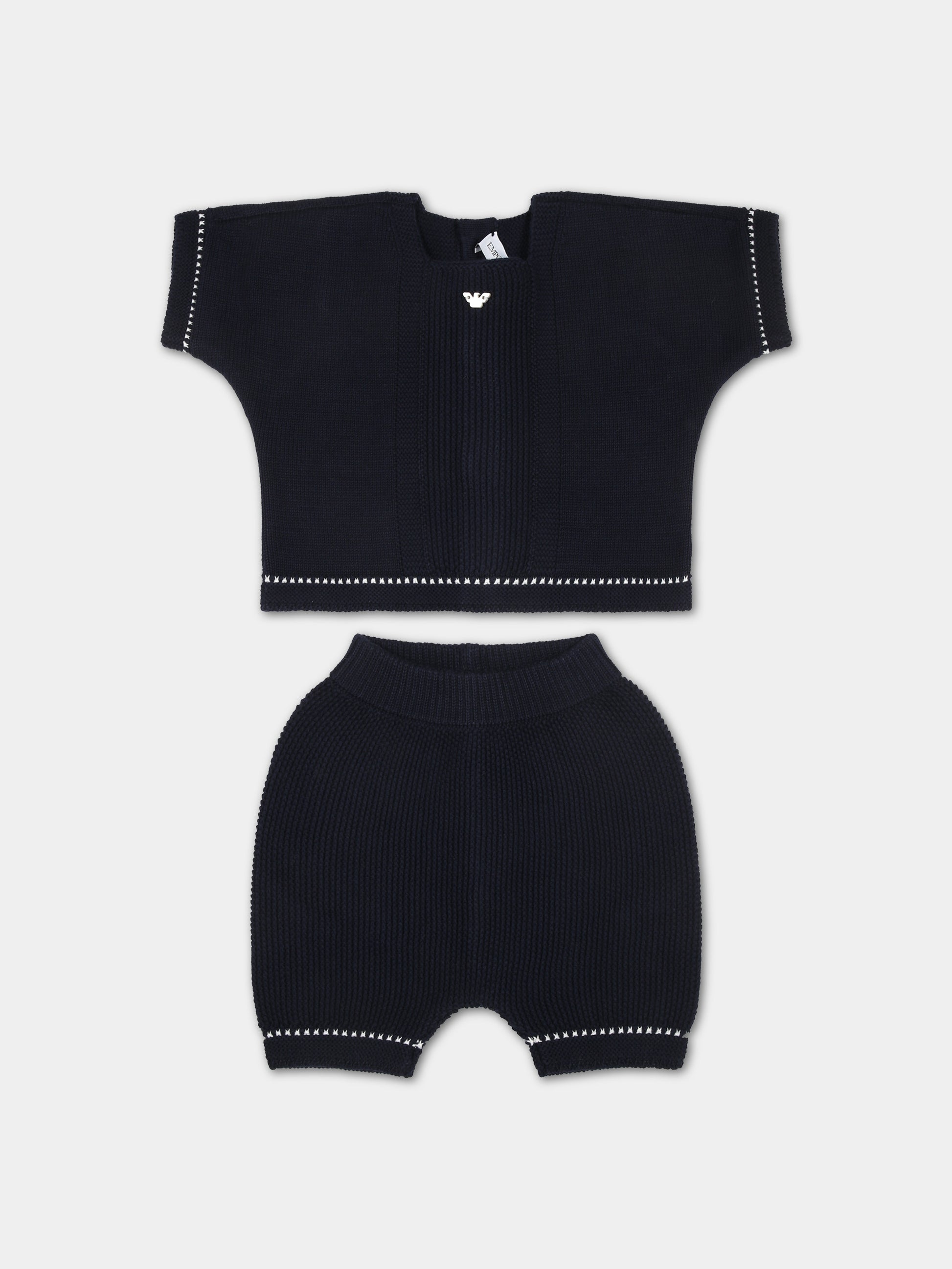 Completo blu per neonato con aquilotto,Armani Junior,3DNV50 NM0BZ 0920