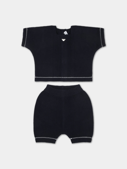 Completo blu per neonato con aquilotto,Armani Junior,3DNV50 NM0BZ 0920