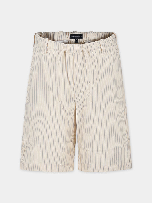 Shorts avorio per bambino con aquilotto,Emporio Armani,3D4SJH 4N8DZ F119