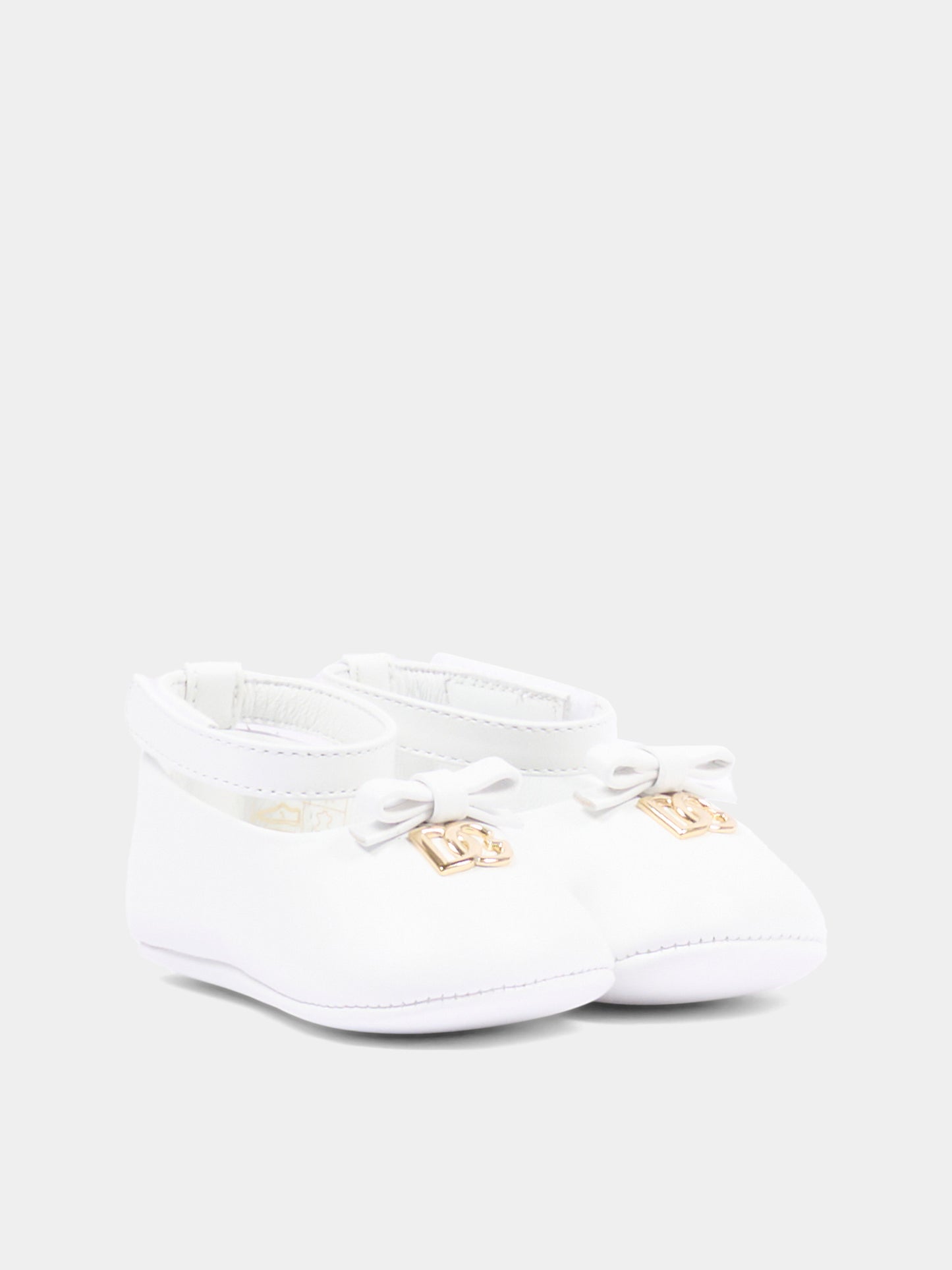 Ballerine bianche per neonata con logo,Dolce & Gabbana Kids,DK0065 AB793 80001