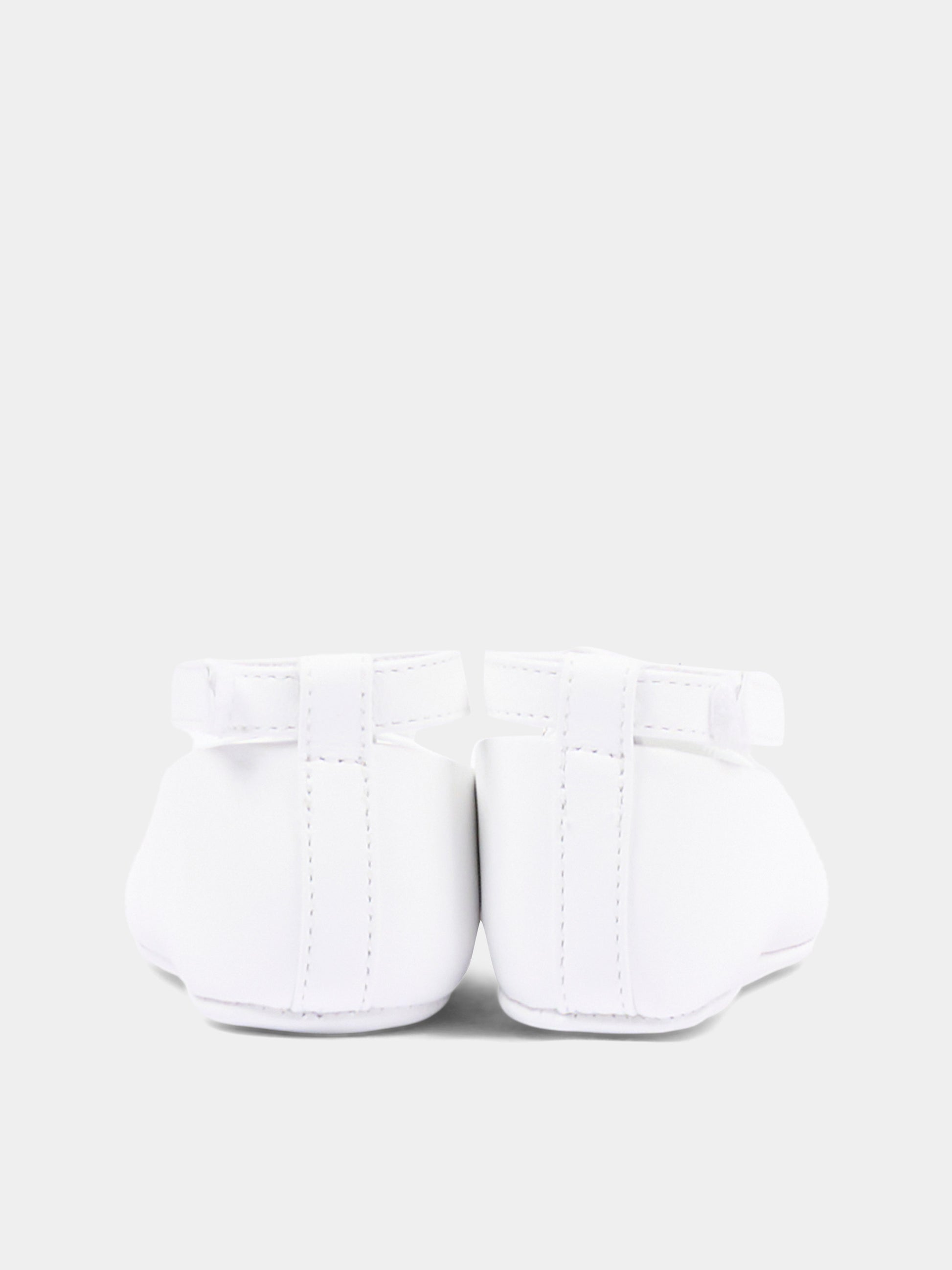Ballerine bianche per neonata con logo,Dolce & Gabbana Kids,DK0065 AB793 80001