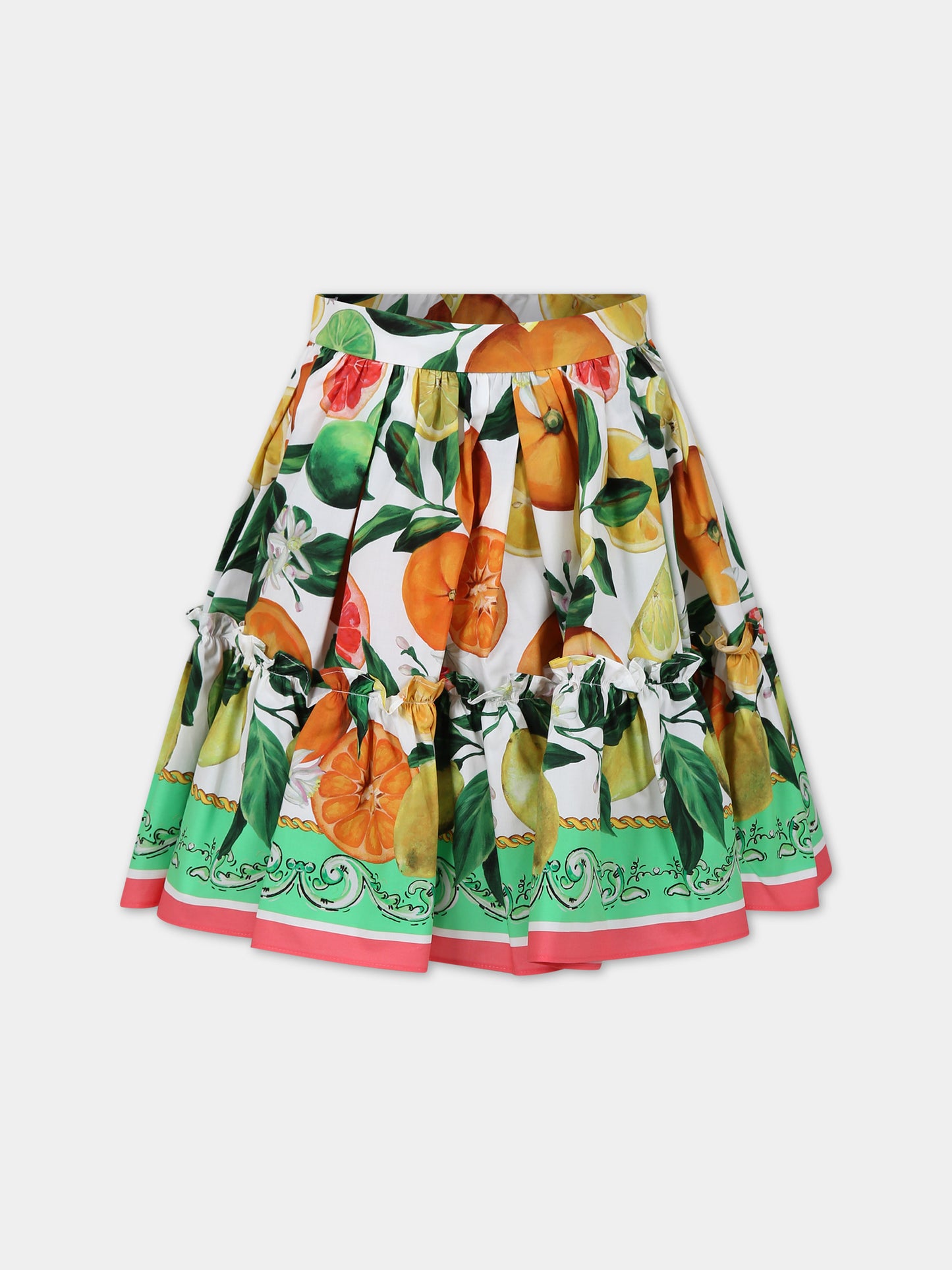 Gonna multicolor per bambina con frutti all-over,Dolce & Gabbana Kids,L54I58 G7L9A HV5AN