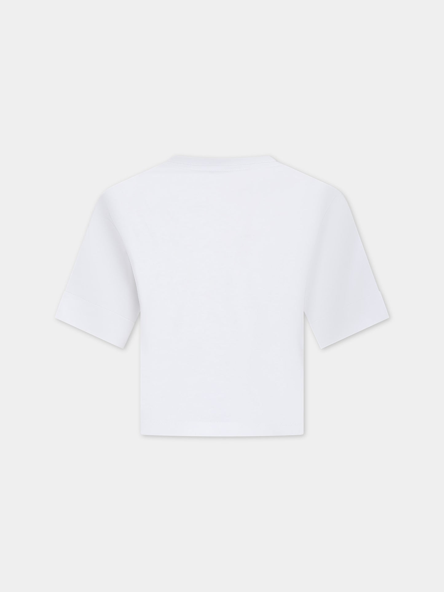 T-shirt bianca per bambina con stampa multicolor,Dolce & Gabbana Kids,L5JTMV G7L7Y W0800