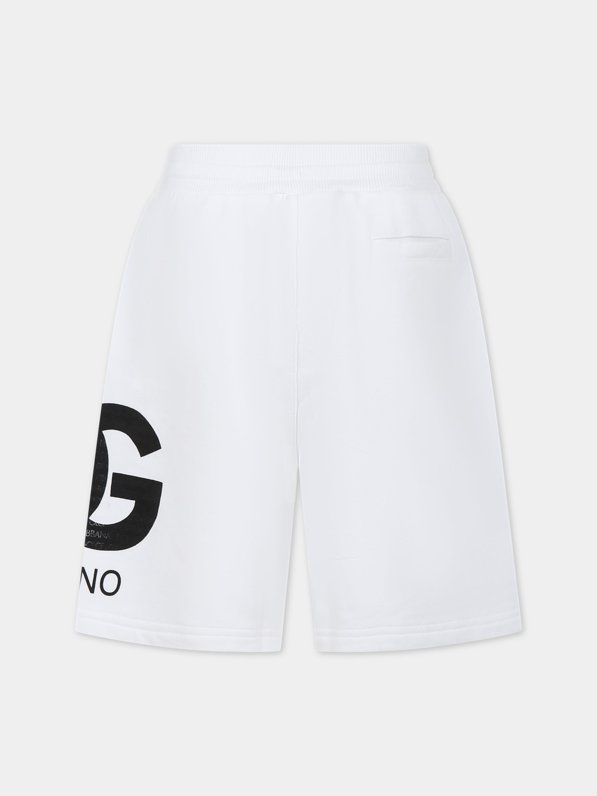 Shorts bianchi per bambino con iconico monogramma,Dolce & Gabbana Kids,L4JQR4 G7L4N W0800