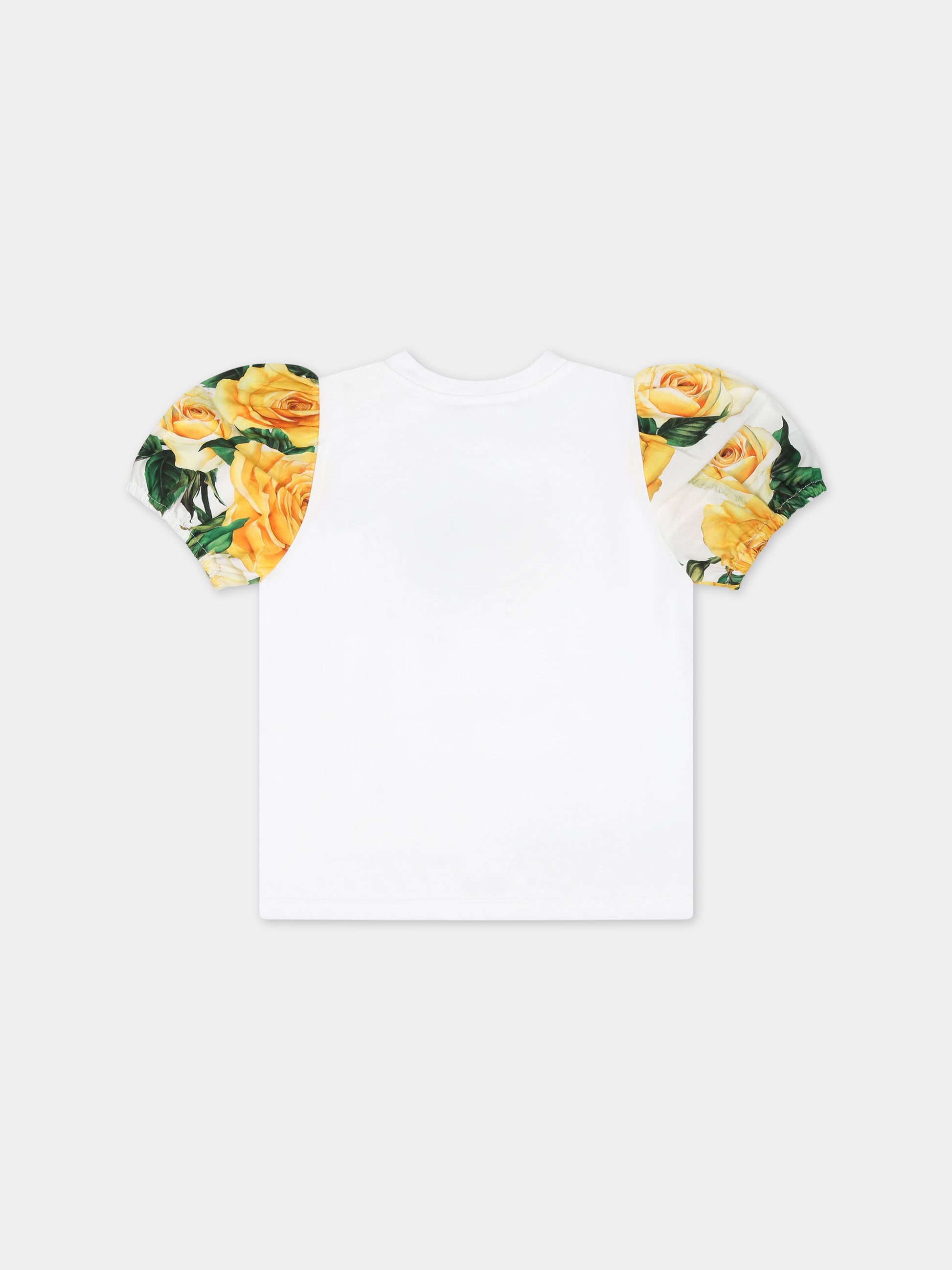 T-shirt bianca per neonata a fantasia flowering,Dolce & Gabbana Kids,L2JTKK G7K6J HA3VO