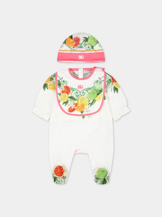 Set tutina bianca per neonata,Dolce & Gabbana Kids,L2JOY9 G7M6B HV5AN