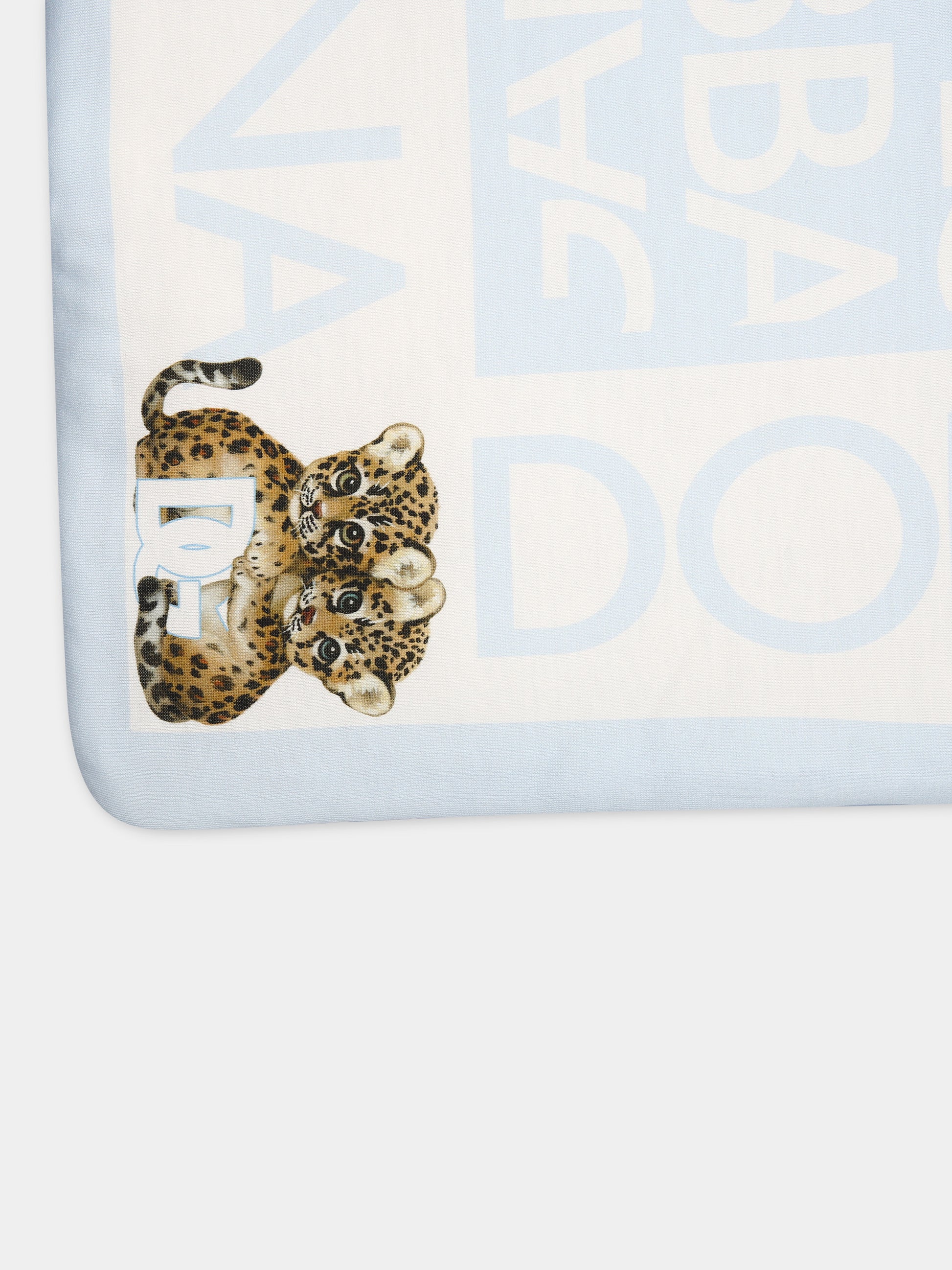 Coperta celeste per neonato con logo e leopardi,Dolce & Gabbana Kids,LNJAE1 G7KR0 S9000