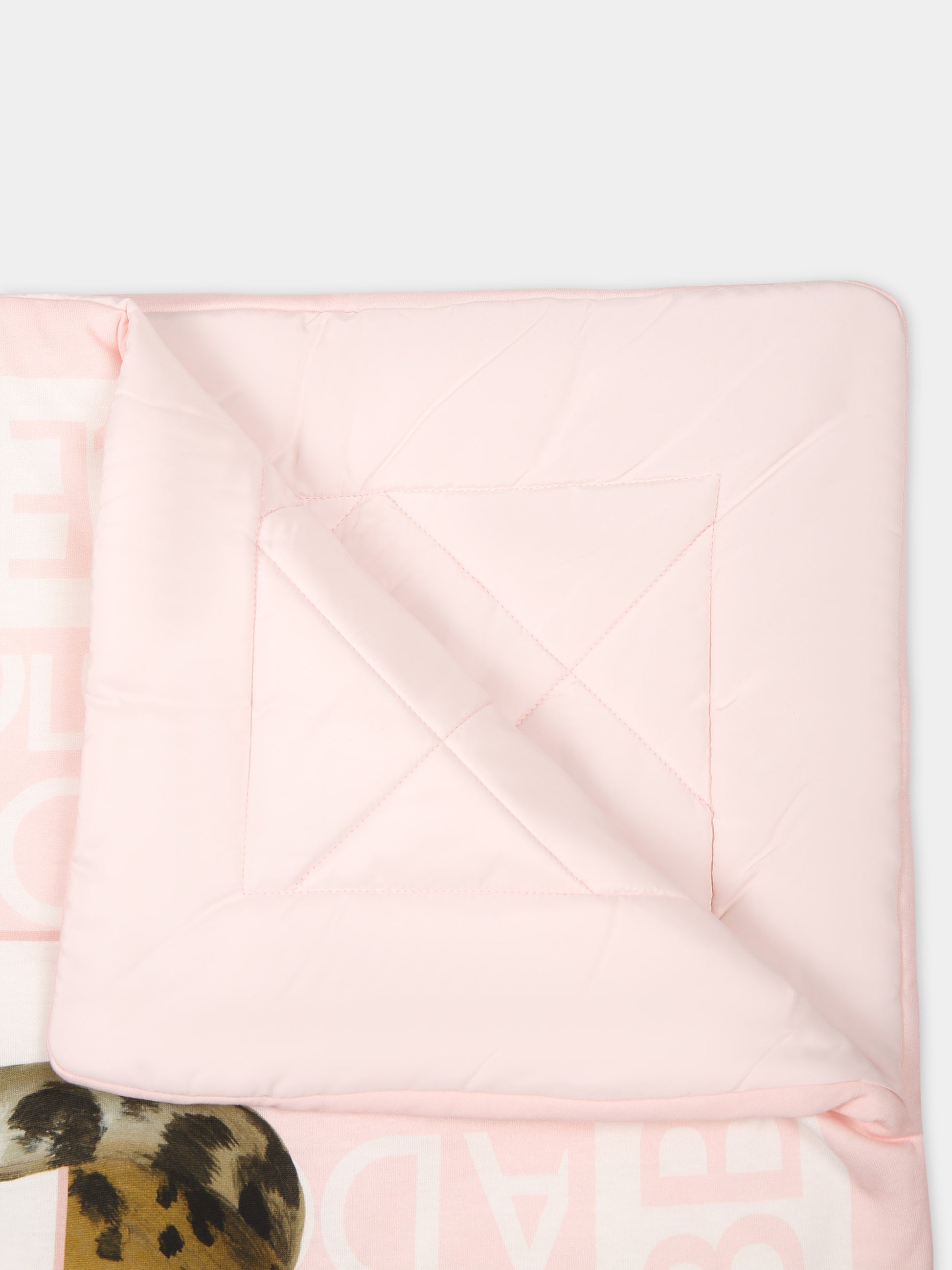 Coperta rosa per neonata con leopardi e stampa logomania,Dolce & Gabbana Kids,LNJAE1 G7KR0 S9001