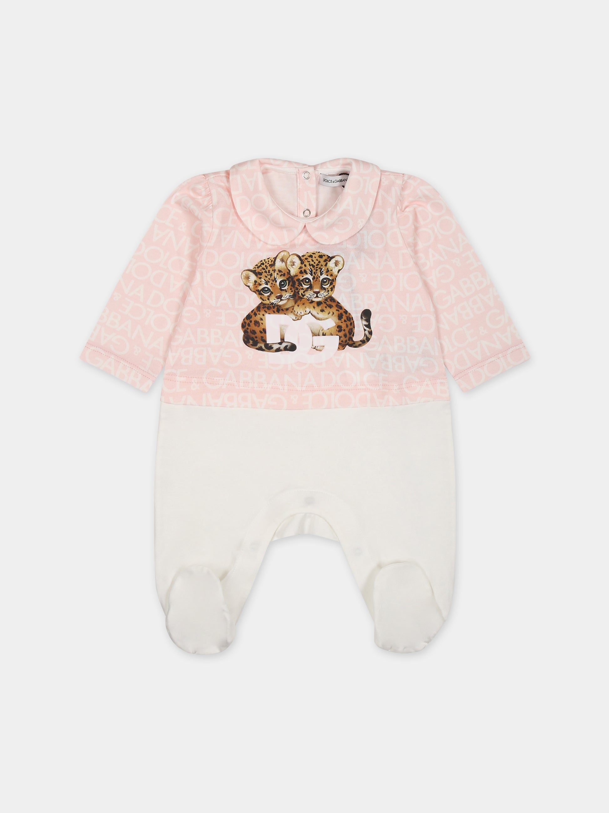 Set rosa per neonata con logo e leopardi,Dolce & Gabbana Kids,L2JO1U G7KQ6 S9000