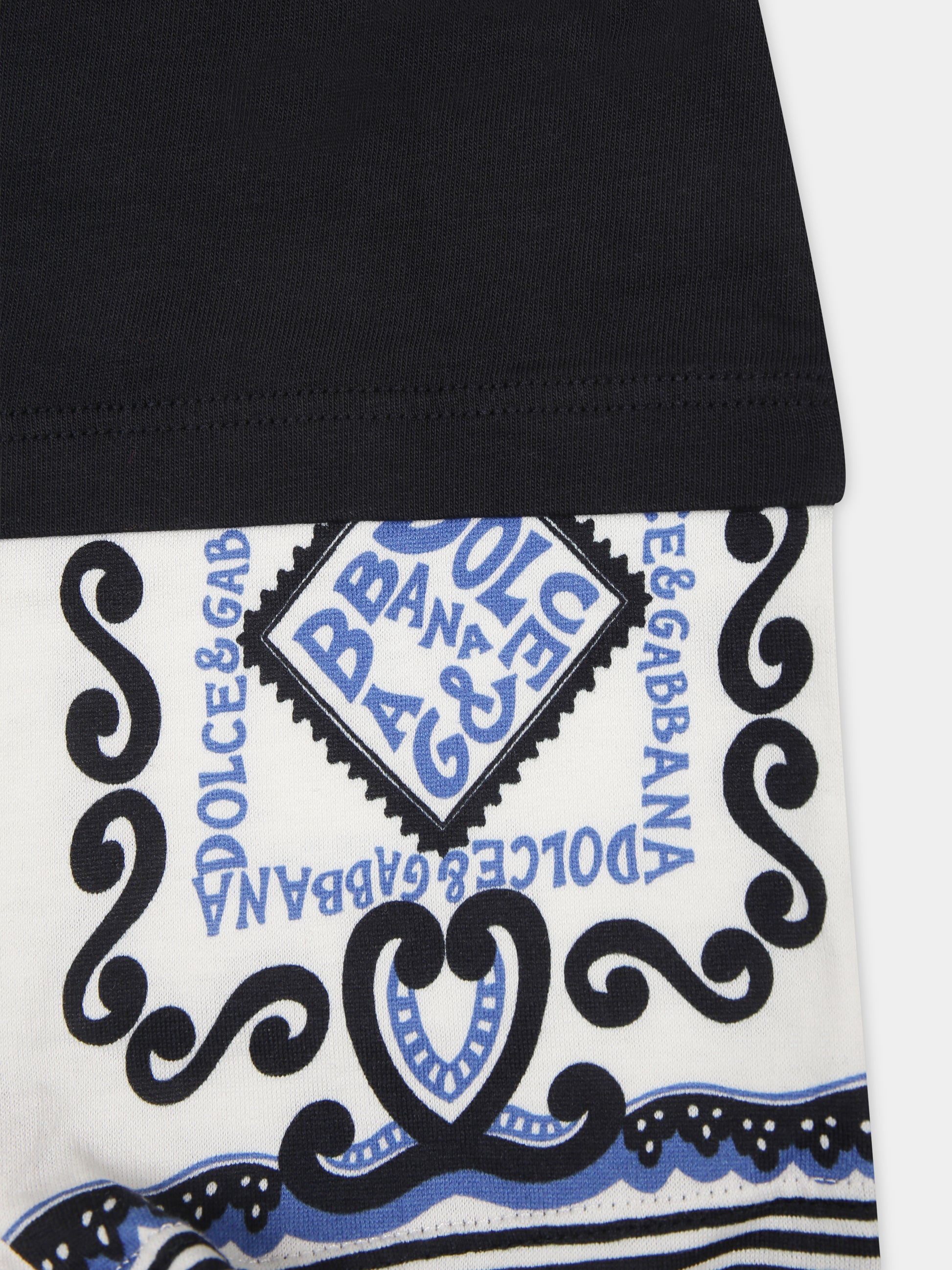 Set blu per neonato con stampa bandana e logo,Dolce & Gabbana Kids,L1JO6T G7M5U S9000