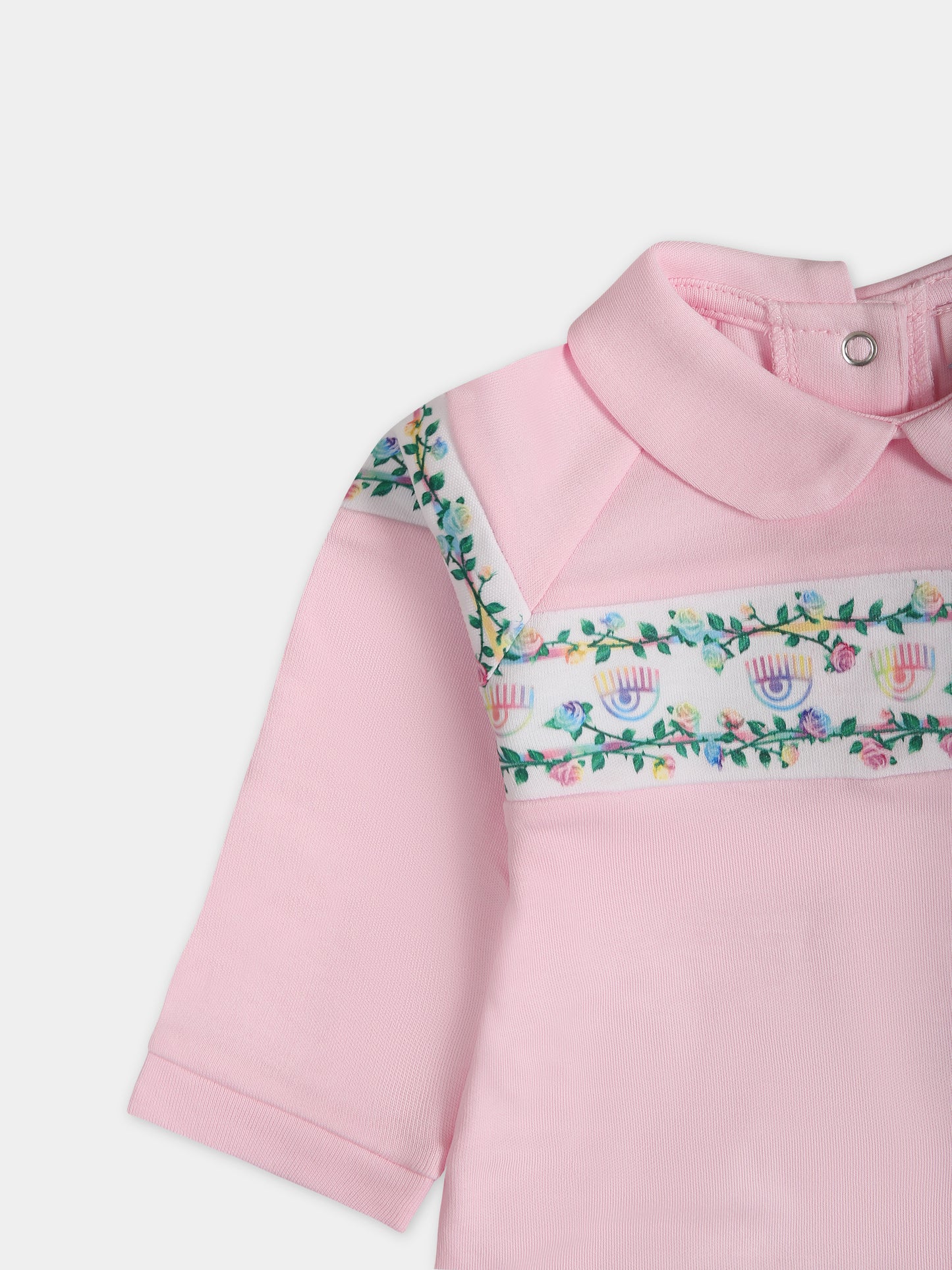 Tutina rosa per neonata con eyes flirting e rose multicolor,Chiara Ferragni Collection,55C200 3000 090F