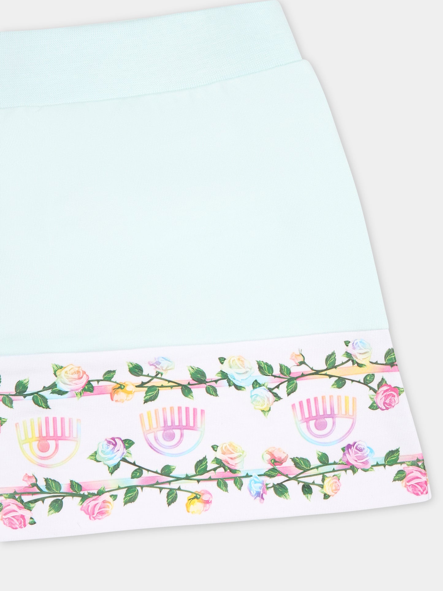 Gonna casual celeste per neonata con eyestar,Chiara Ferragni Collection,53C700 3020 052F