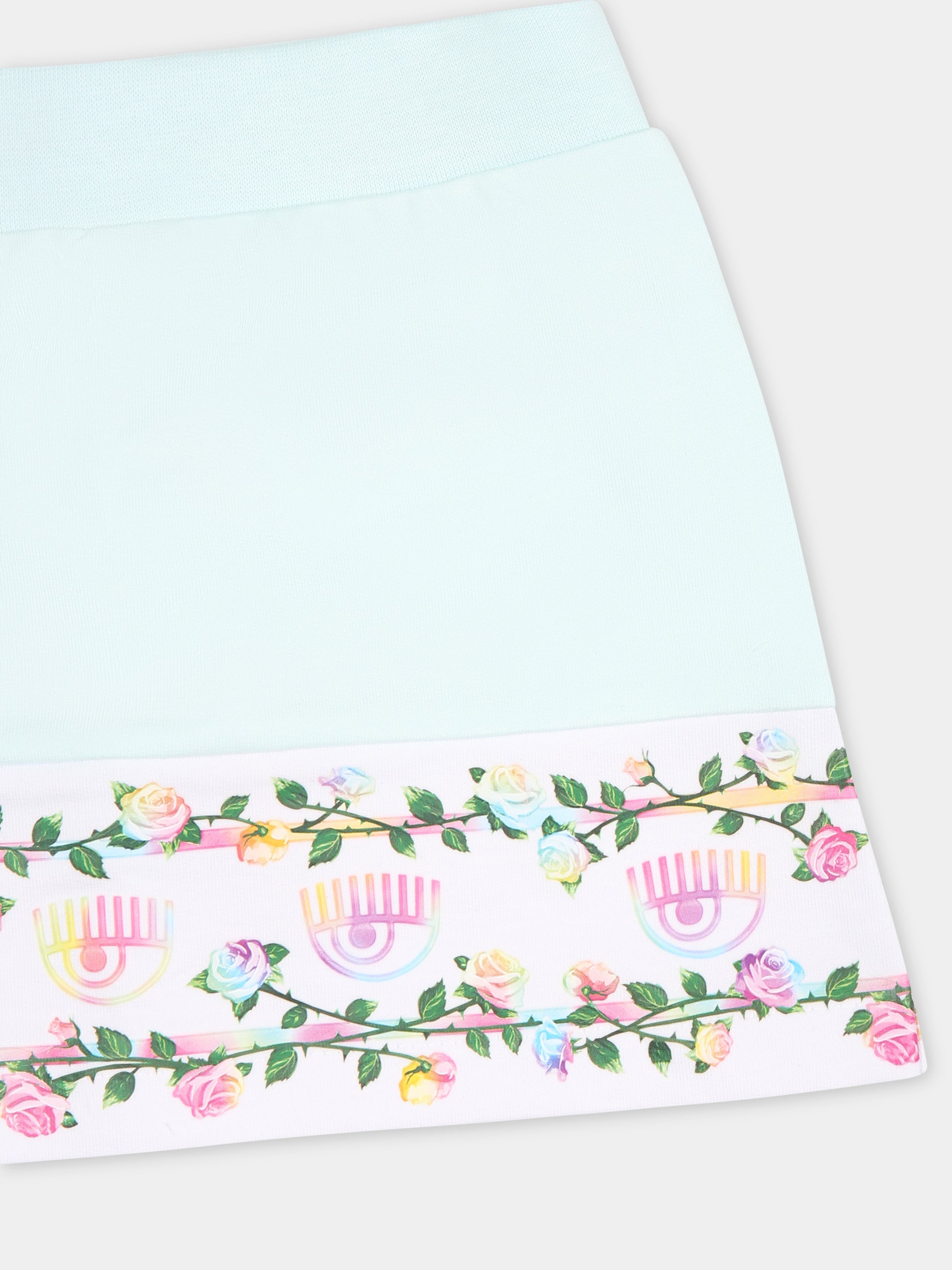 Gonna casual celeste per neonata con eyestar,Chiara Ferragni Collection,53C700 3020 052F