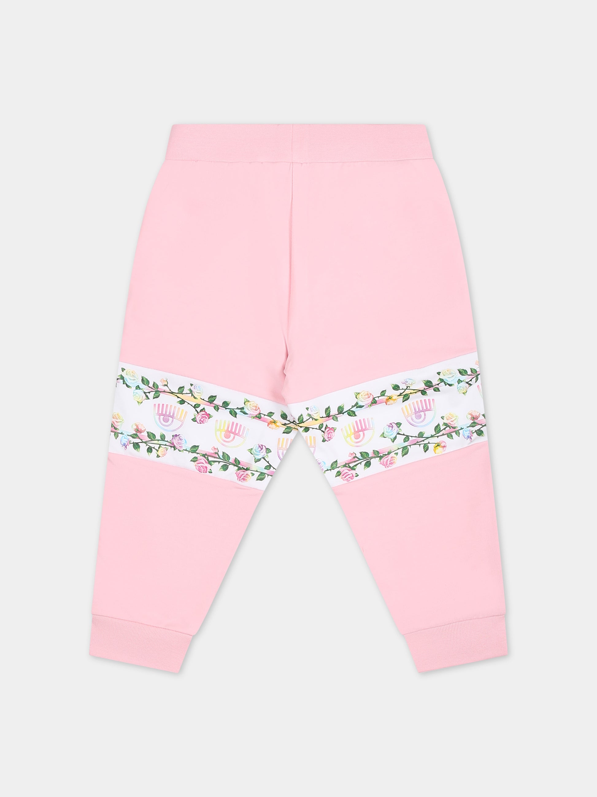 Pantaloni sportivi rosa per neonata con eyestar,Chiara Ferragni Collection,53C400 3020 090F