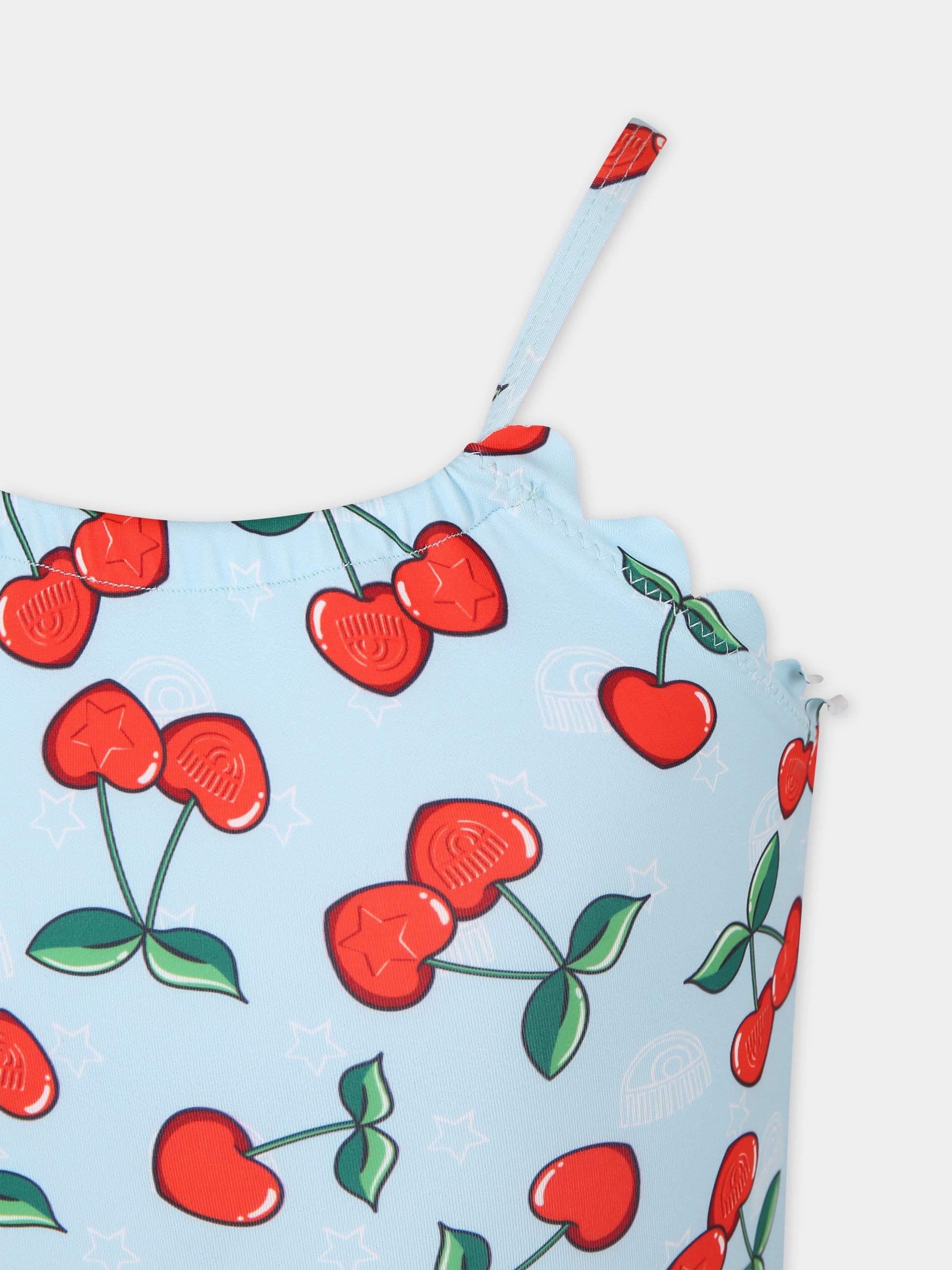 Costume celeste per bambina con ciliegie,Chiara Ferragni Collection,59C030 3091 085F