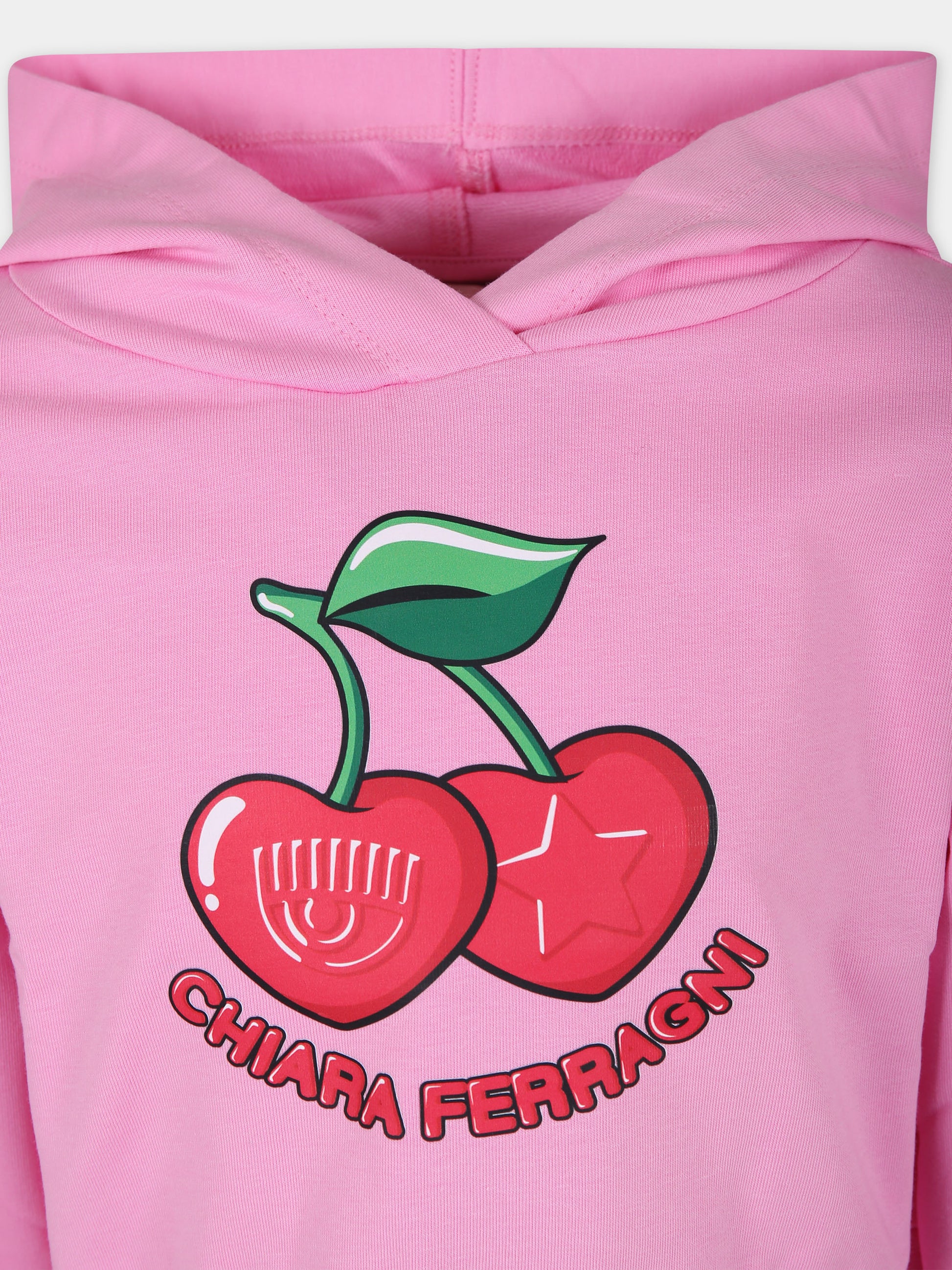 Felpa fucsia per bambina con ciliegie e logo,Chiara Ferragni Collection,59C606 3002 093F