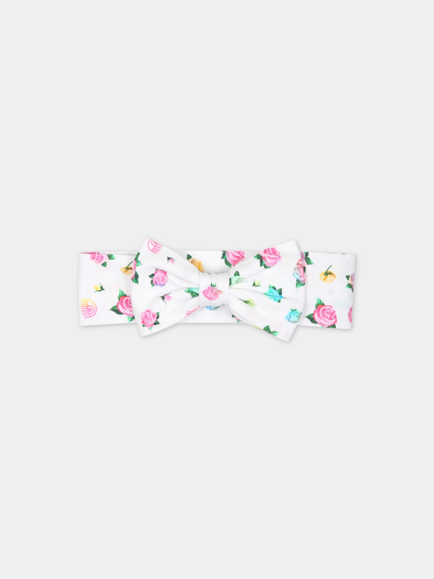 Fascia bianca per neonata con fiori,Chiara Ferragni Collection,53C000 3660 9984