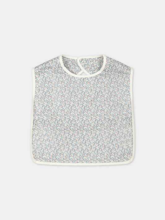 Bavaglino celeste per neonati con stampa fiori,Bonpoint,S04OACW00002 610B