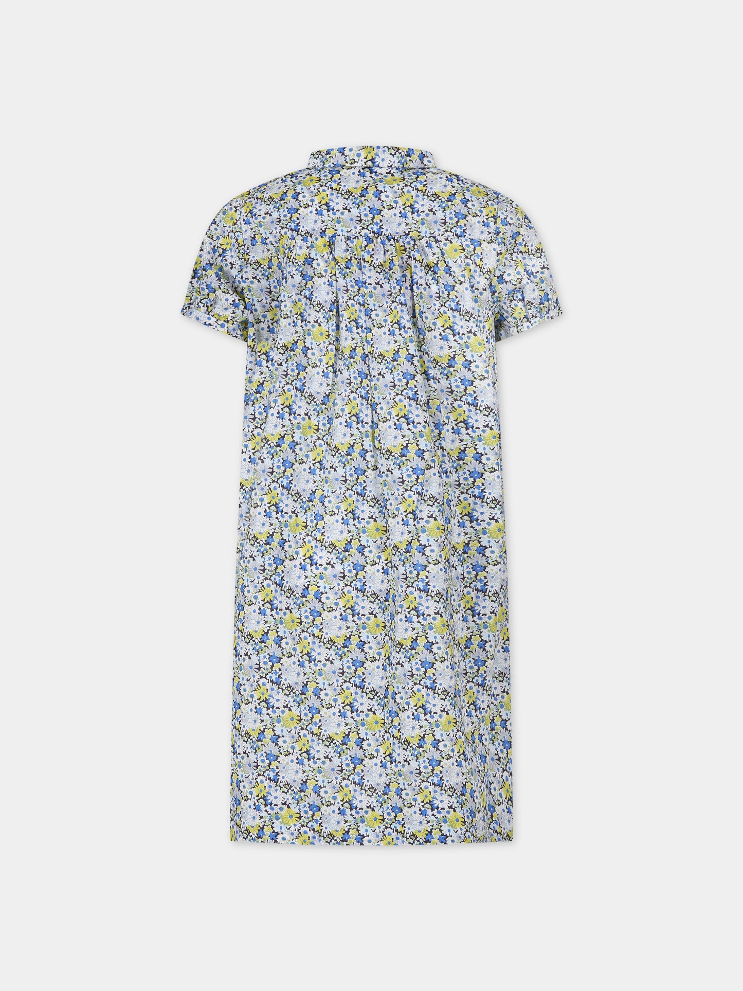 Vestito casual celeste per bambina con fantasia Liberty,Bonpoint,S04GDRW00031 515