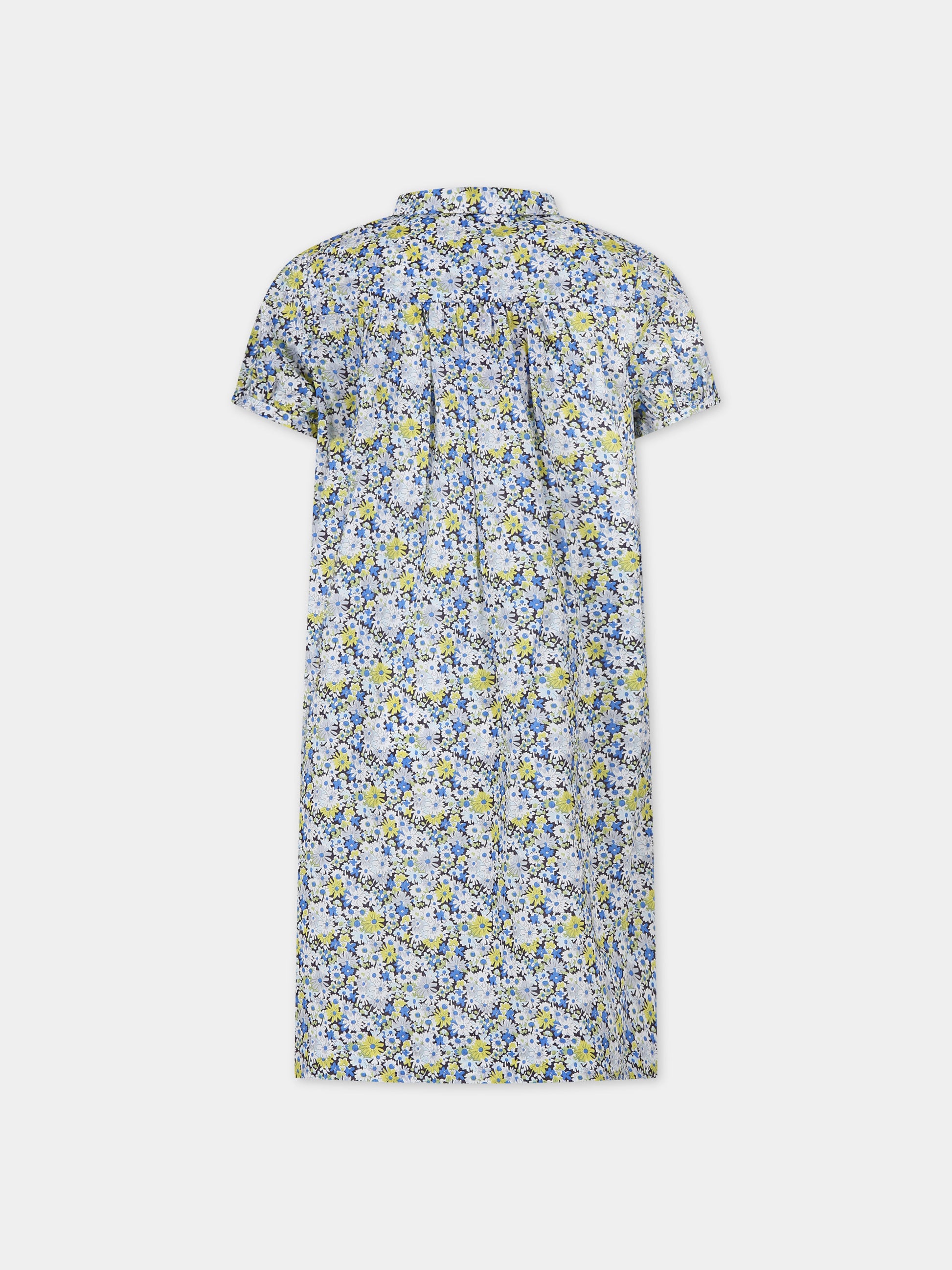 Vestito casual celeste per bambina con fantasia Liberty,Bonpoint,S04GDRW00031 515