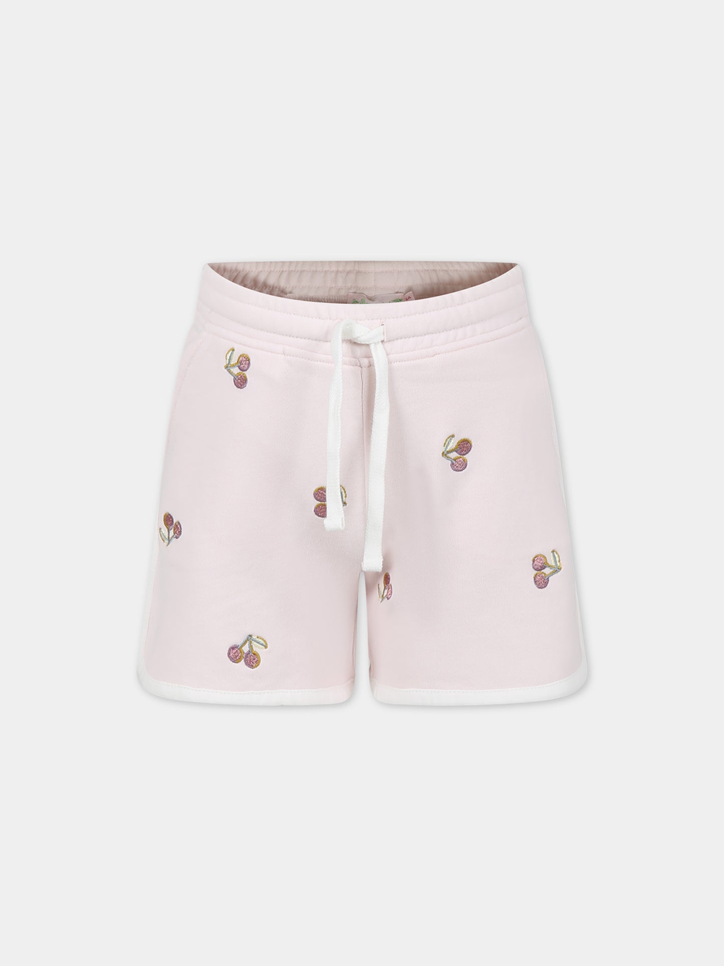 Shorts rosa per bambina con ciliegie,Bonpoint,S04GBEK00005 125B