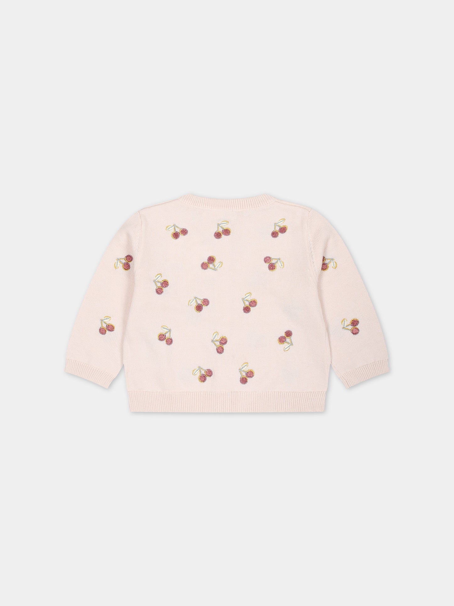 Cardigan rosa per neonata con ciliegie,Bonpoint,S04XCAK00002 120