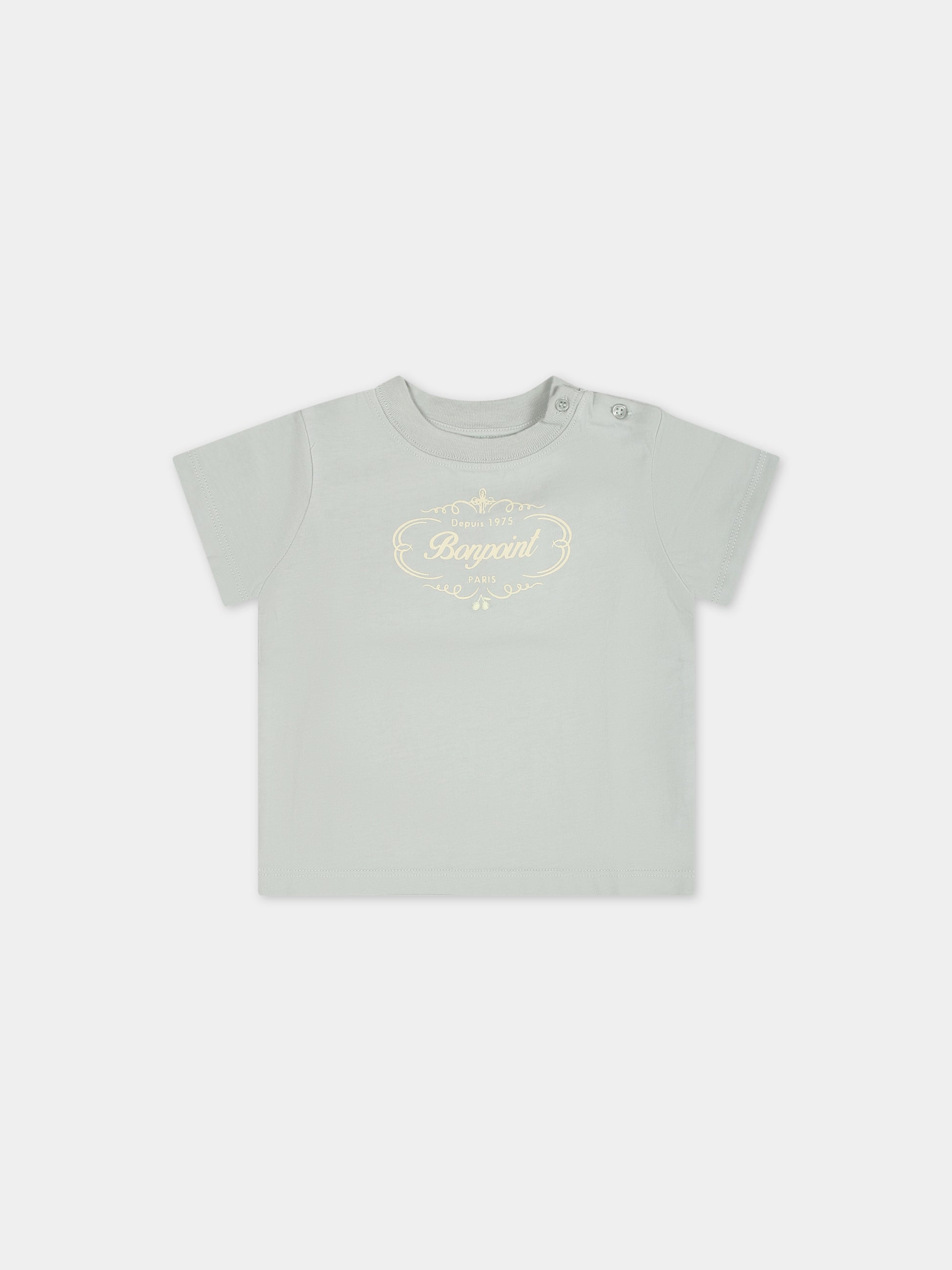 T-shirt verde per neonati con logo,Bonpoint,S04YTSK00007 141B