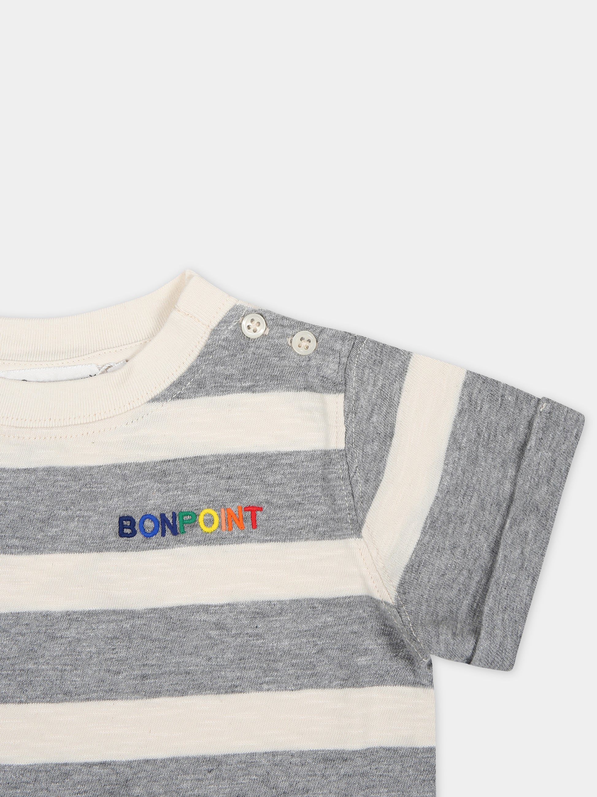 T-shirt grigia per neonati con logo,Bonpoint,S04YTSK00005 292C