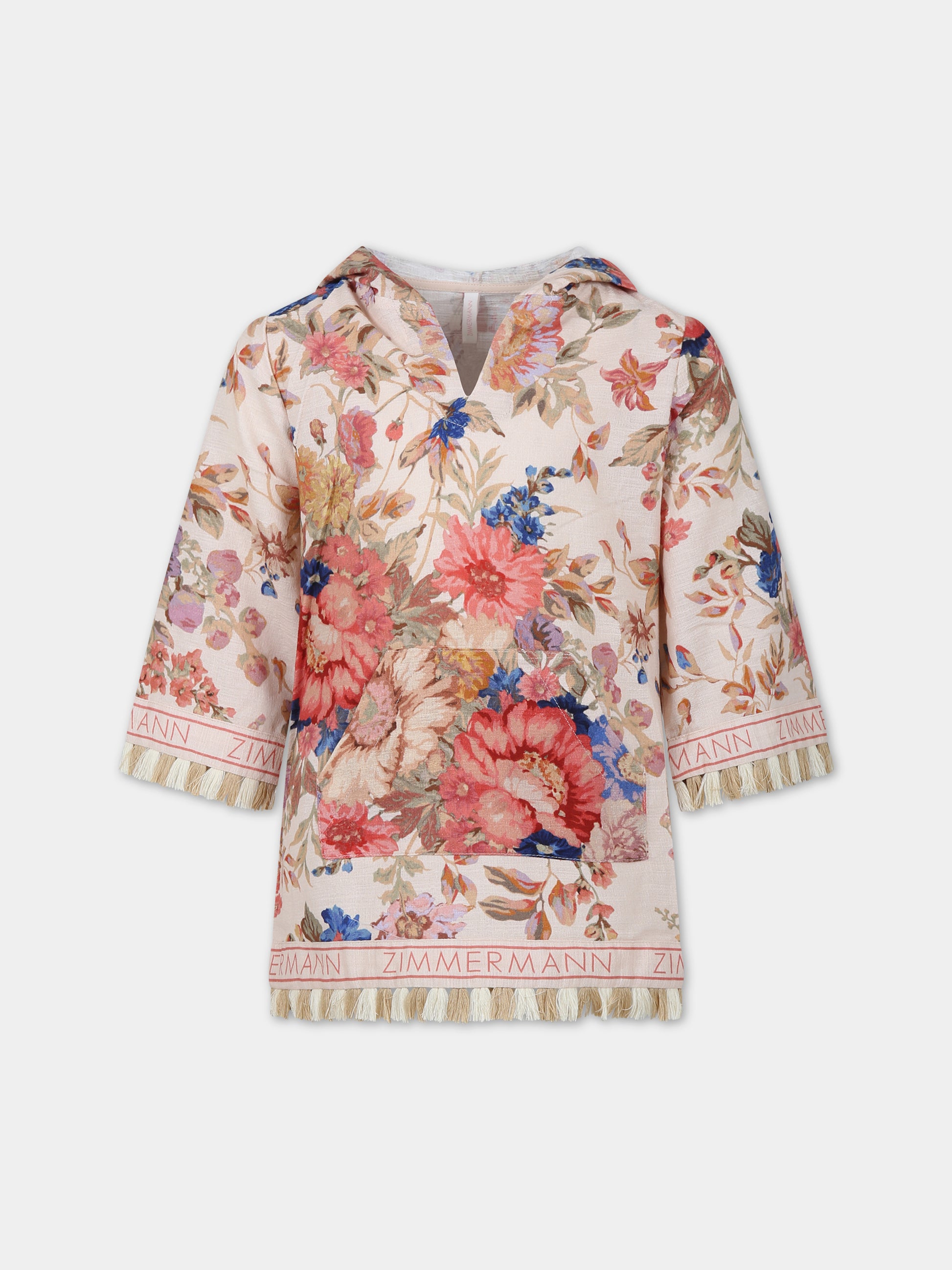 Copricostume avorio per bambina con stampa floreale,Zimmermann,5490DRS242 CREAM FLORAL