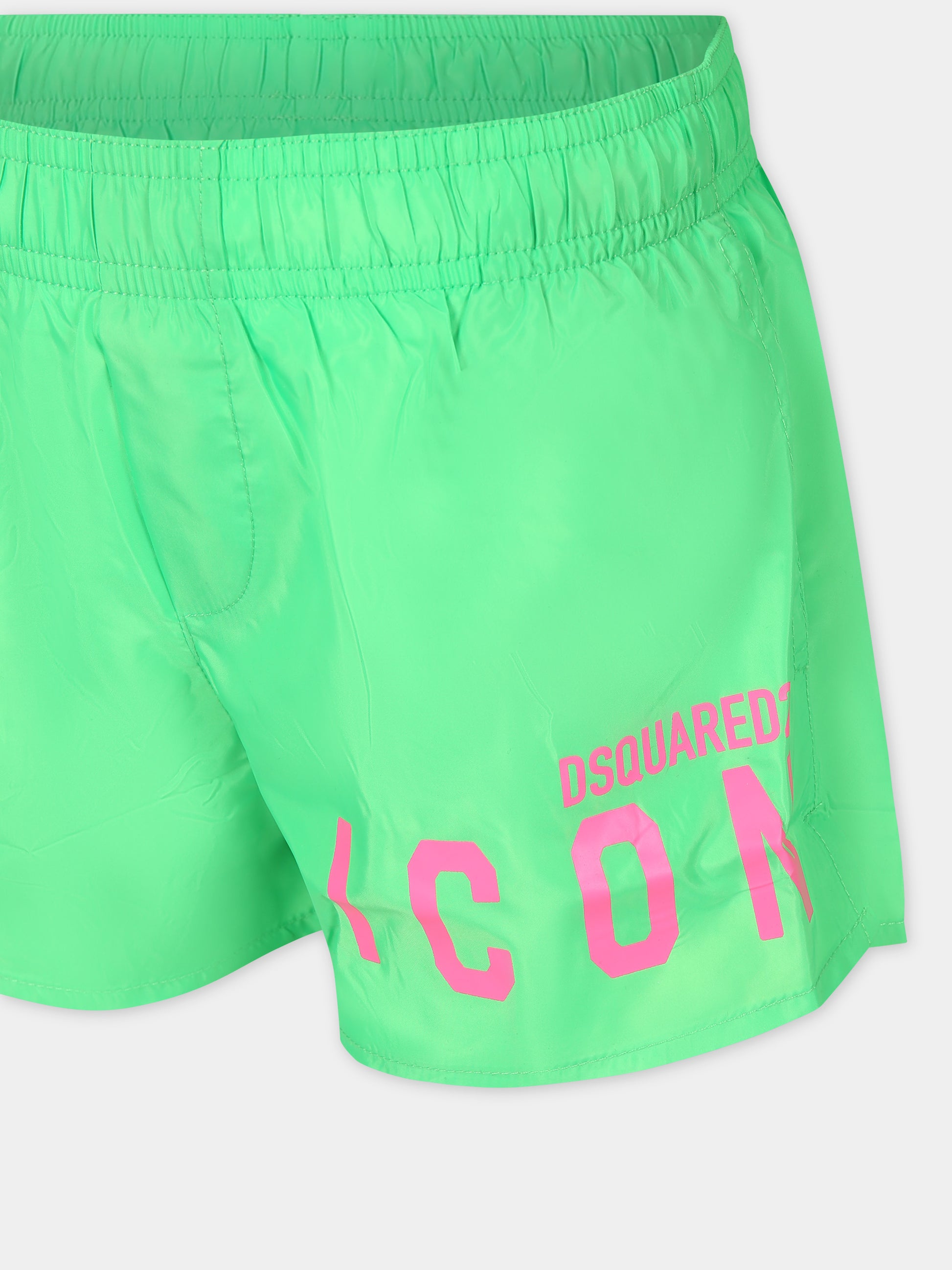Boxer mare verde per bambino con logo,Dsquared2,DQ2325 D00QK D2M110M DQ584