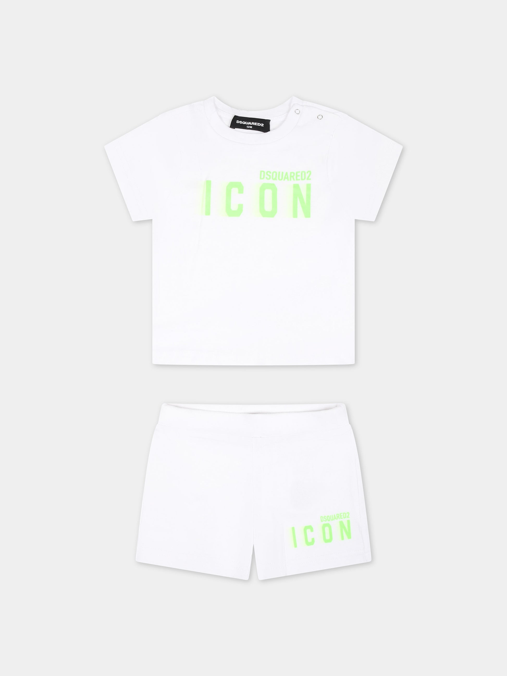 Completo sportivo bianco per neonato con logo,Dsquared2,DQ2395 D0A8U D2S8B DQ10Y