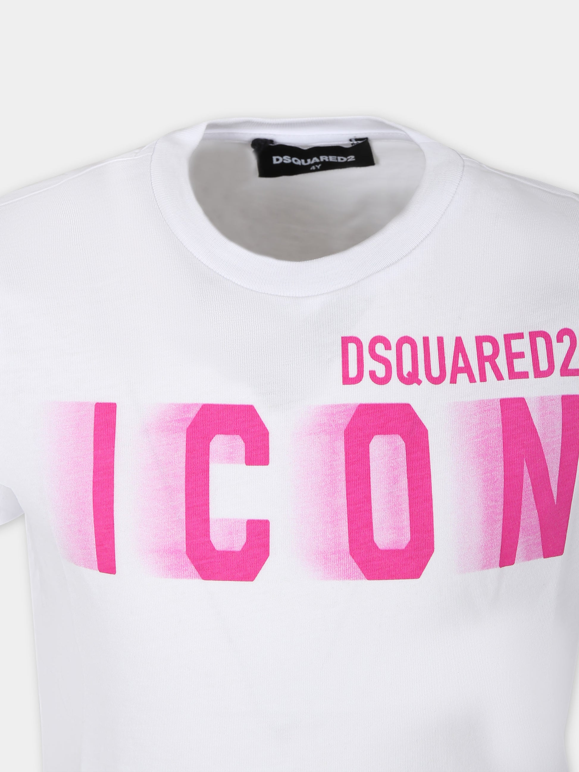 T-shirt bianca per bambino con logo,Dsquared2,DQ2415 D00MV D2T1059U DQ10H