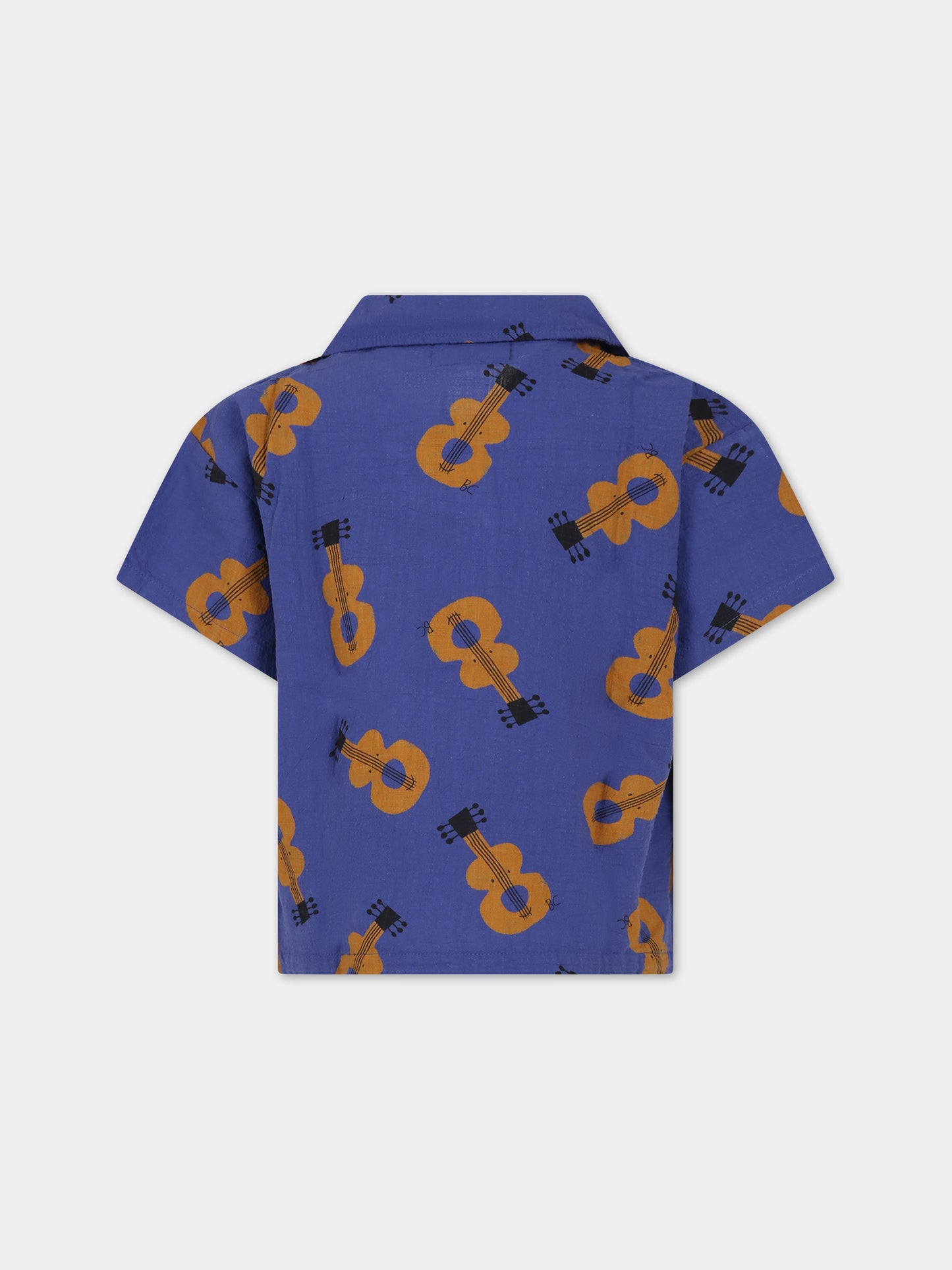 Camicia blu per bambini con chitarre all-over,Bobo Choses,124AC038