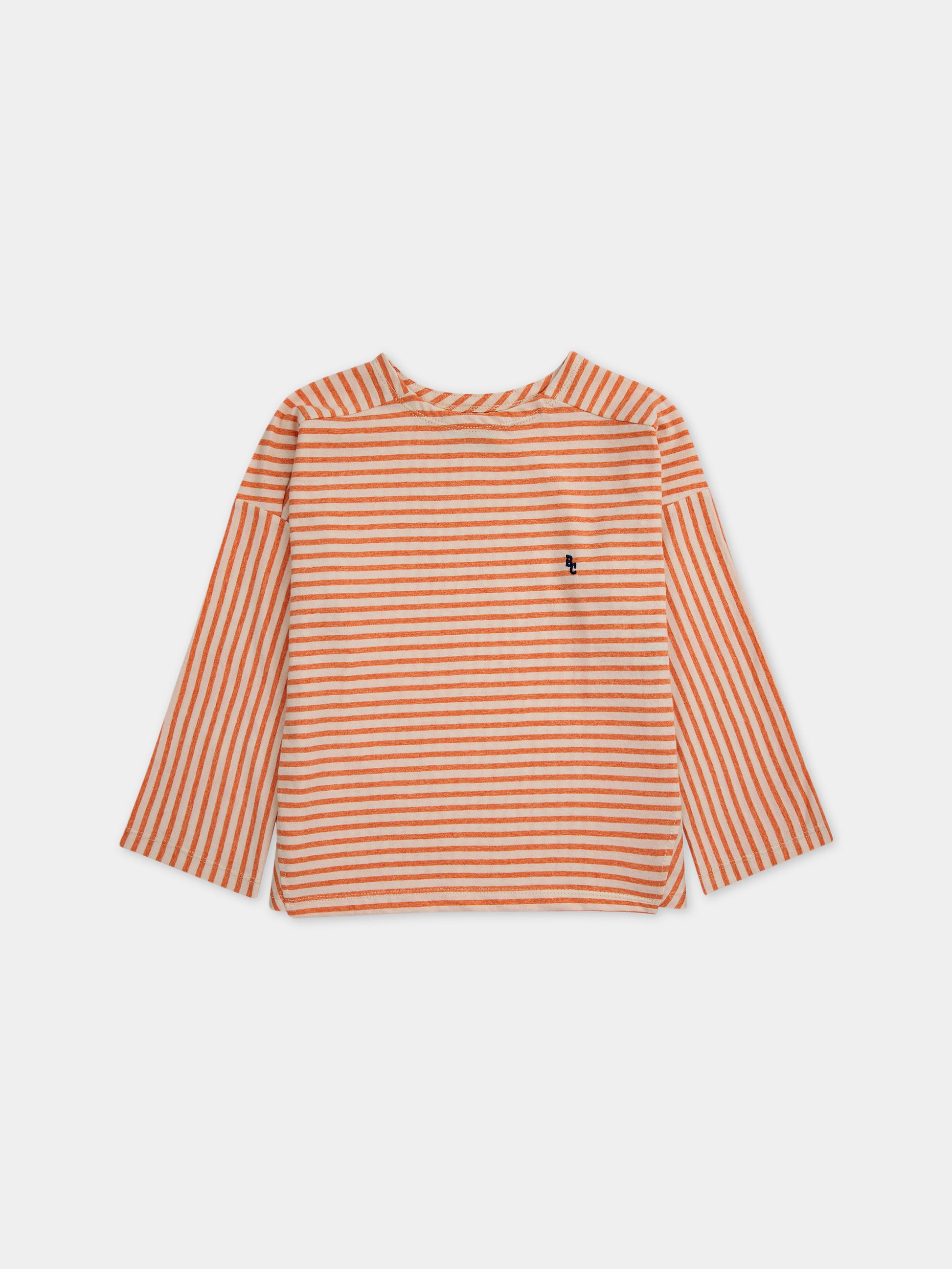 T-shirt arancione per bambini con righe,Bobo Choses,124AC024