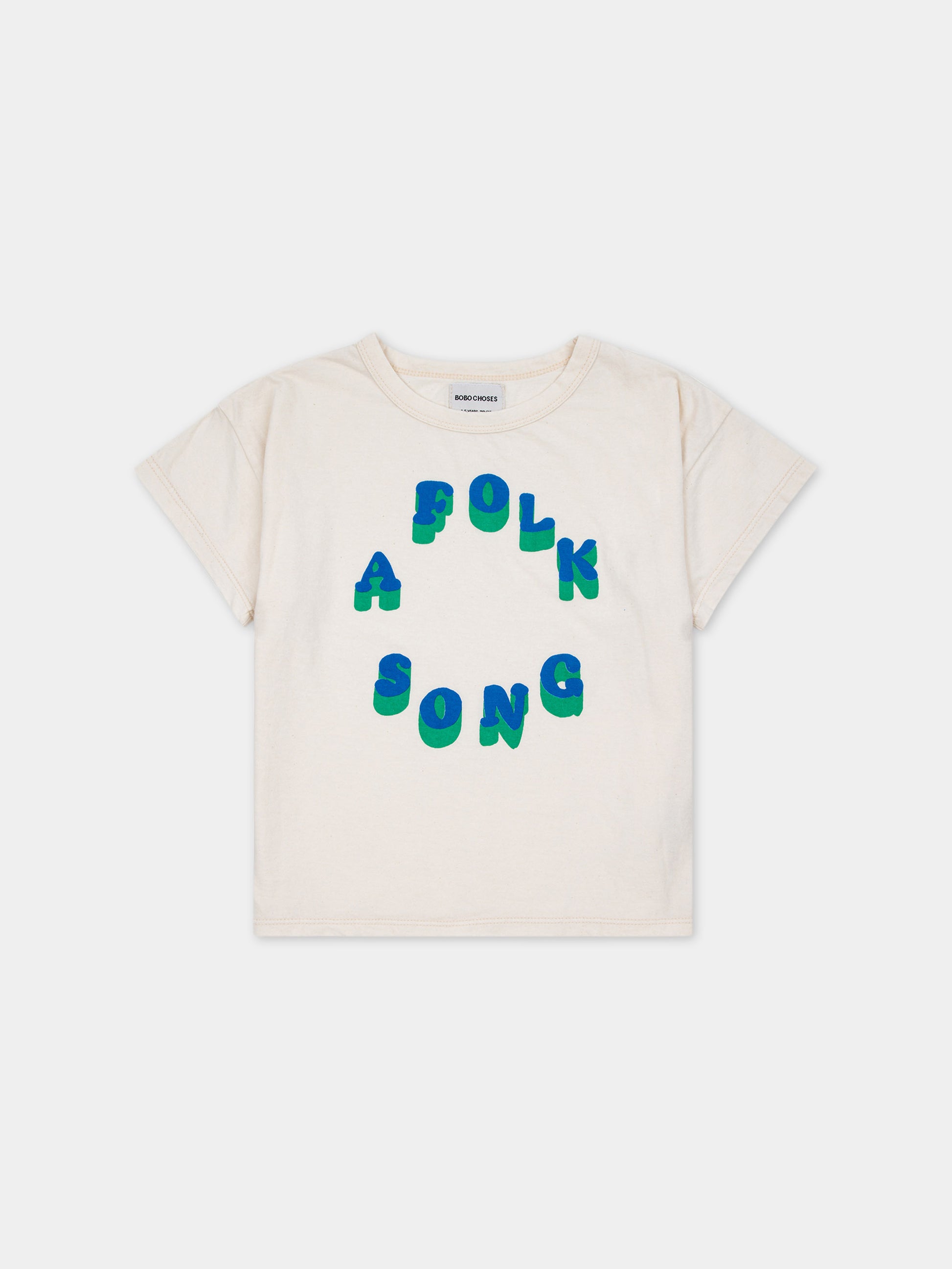 T-shirt bianca per bambini con stampa,Bobo Choses,124AC002